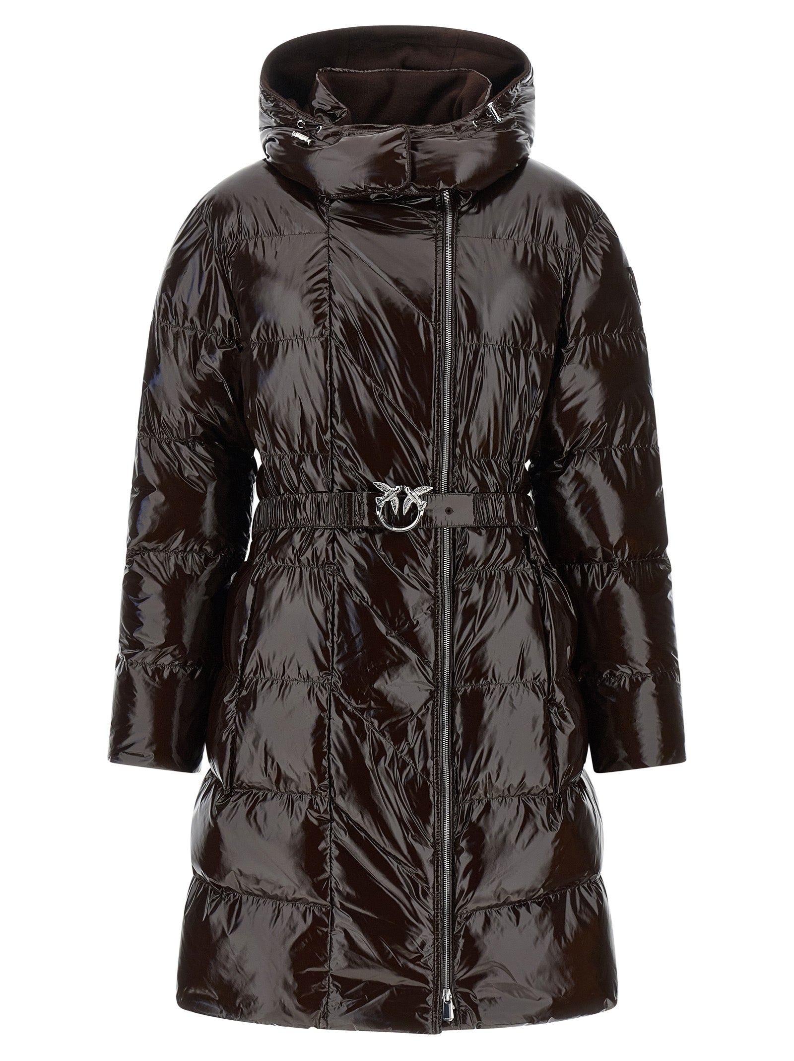 Brown Polyamide Full-Length Jacket