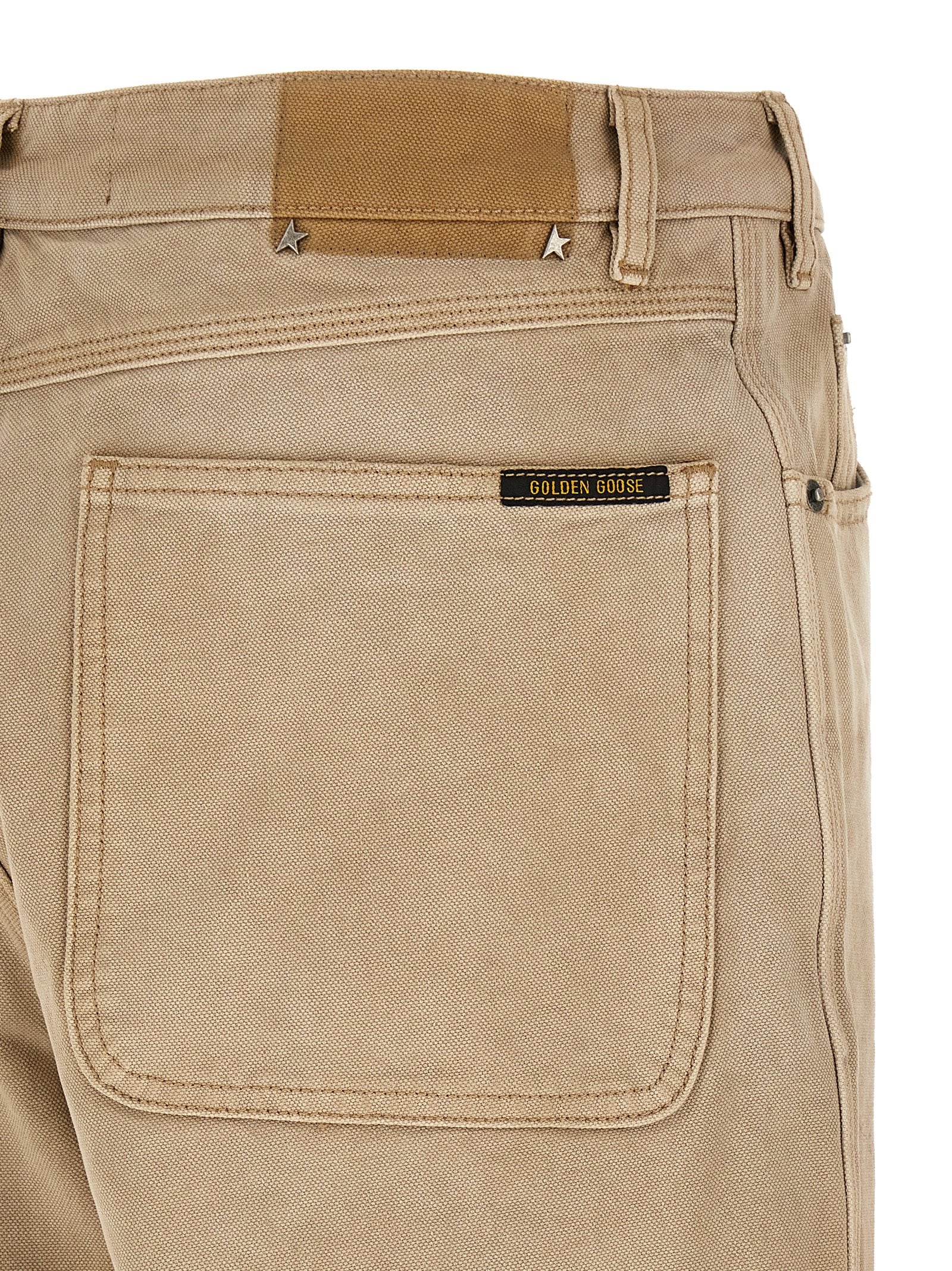 Beige Cotton Casual Pants