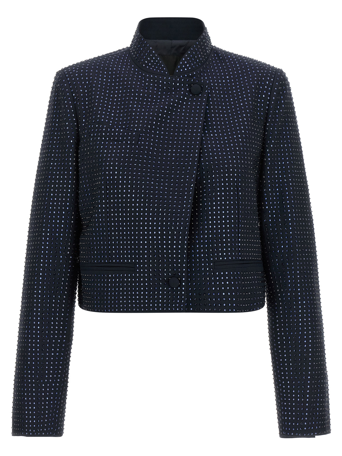 Blue Polyester Full-Length Jacket