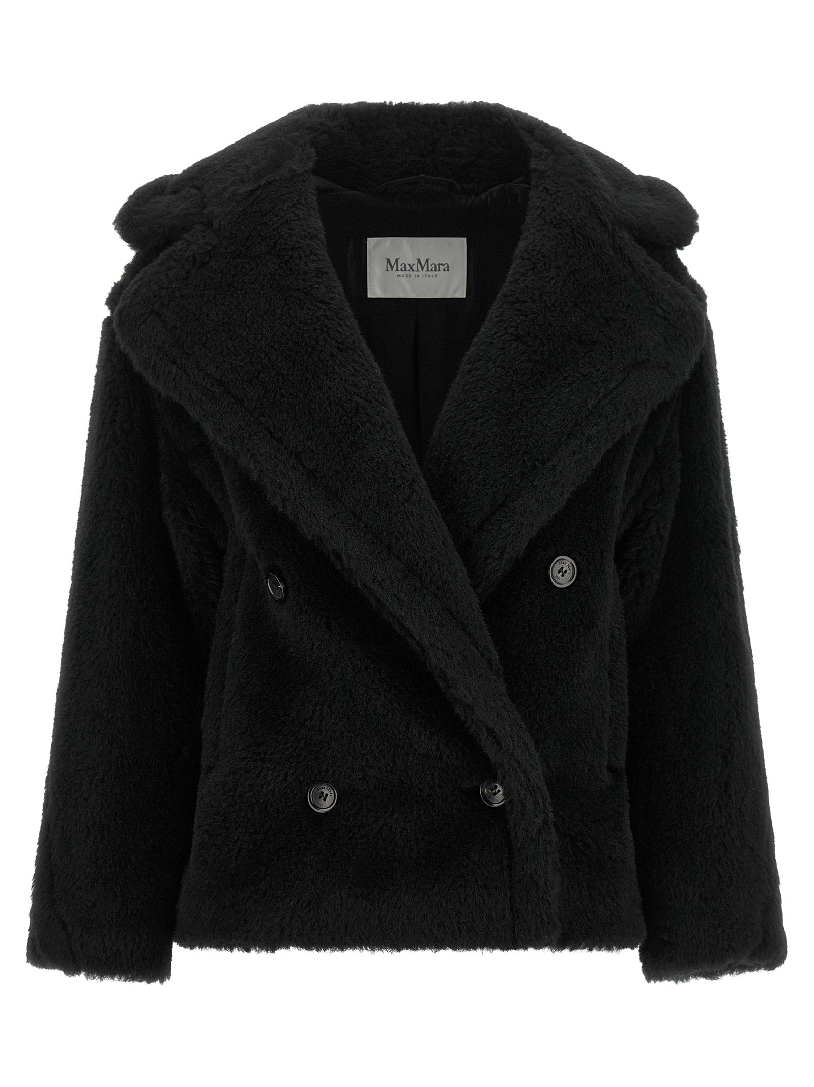 Black Alpaca Leather Coat