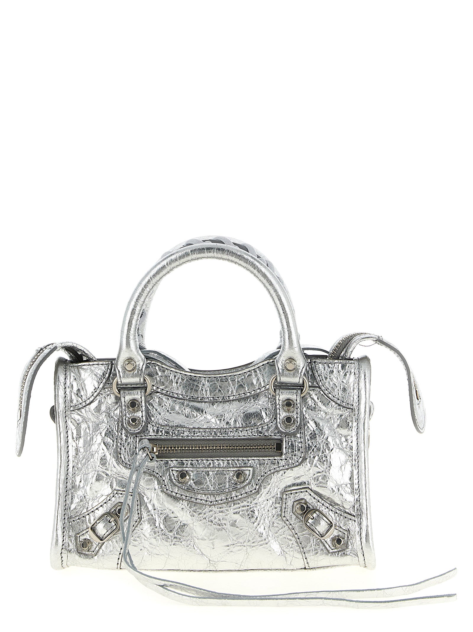 Silver Lamb Leather Crossbody Bag