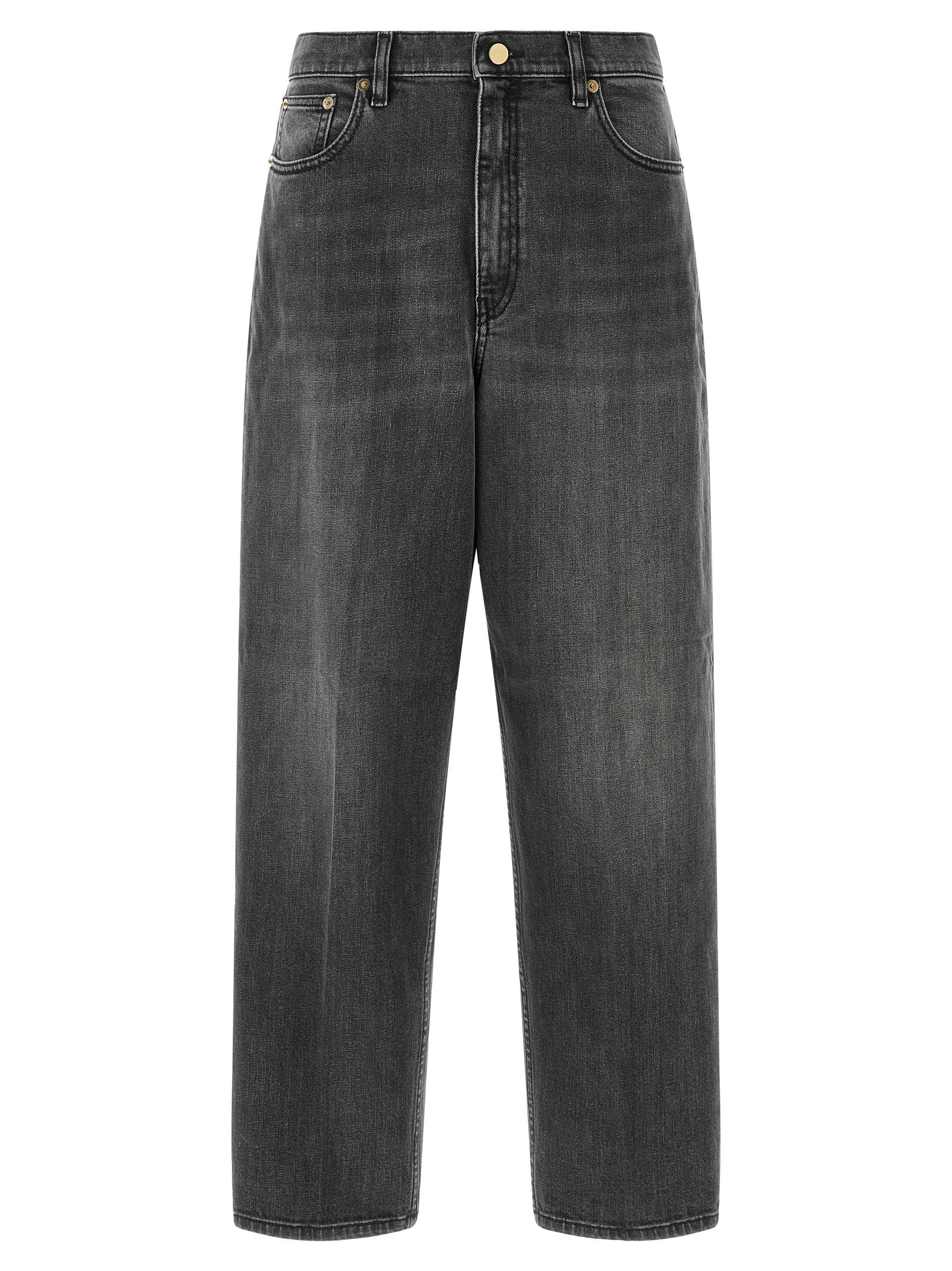 Gray Cotton Relaxed Fit Jeans