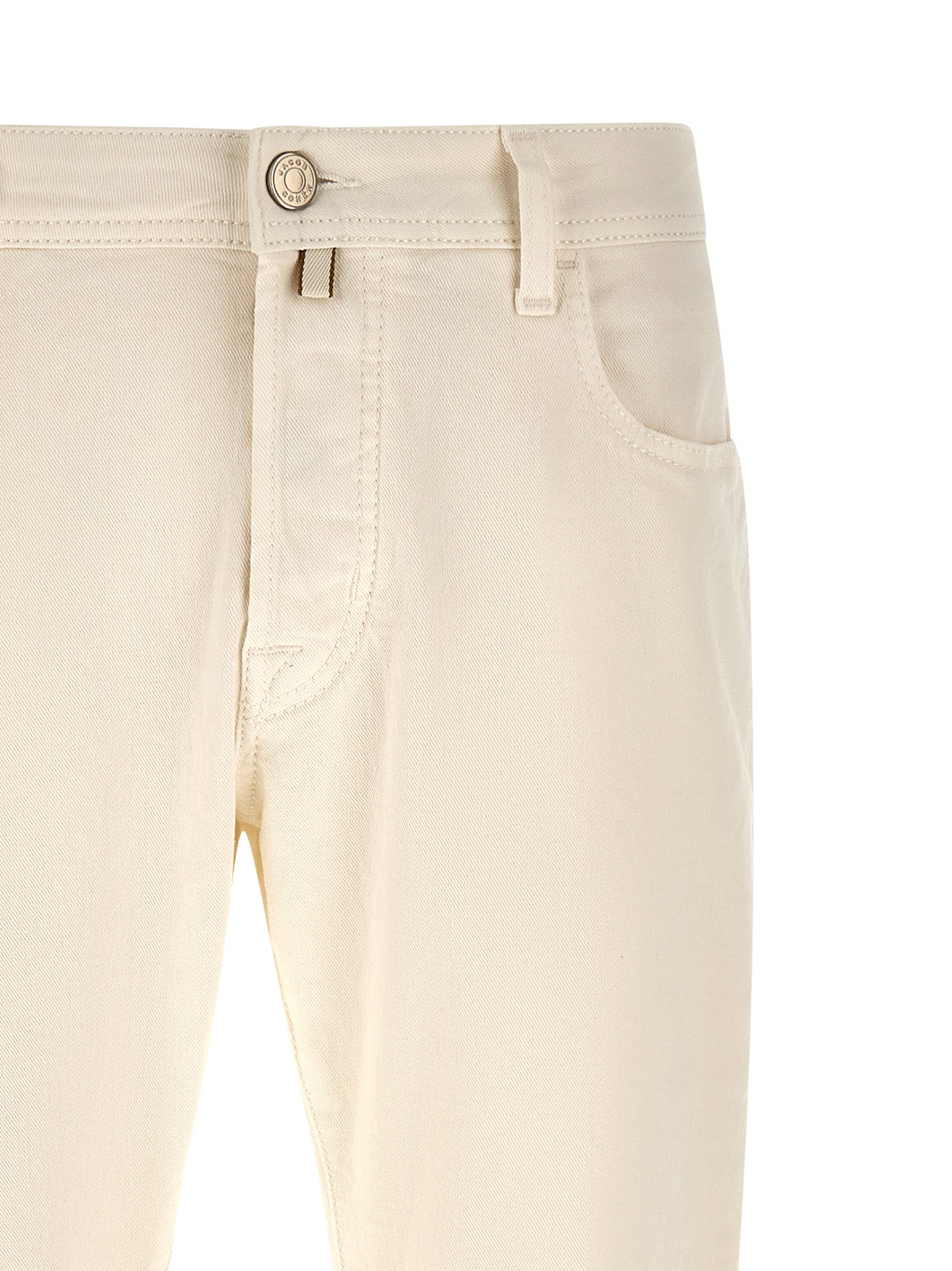 White Cotton Tapered Jeans