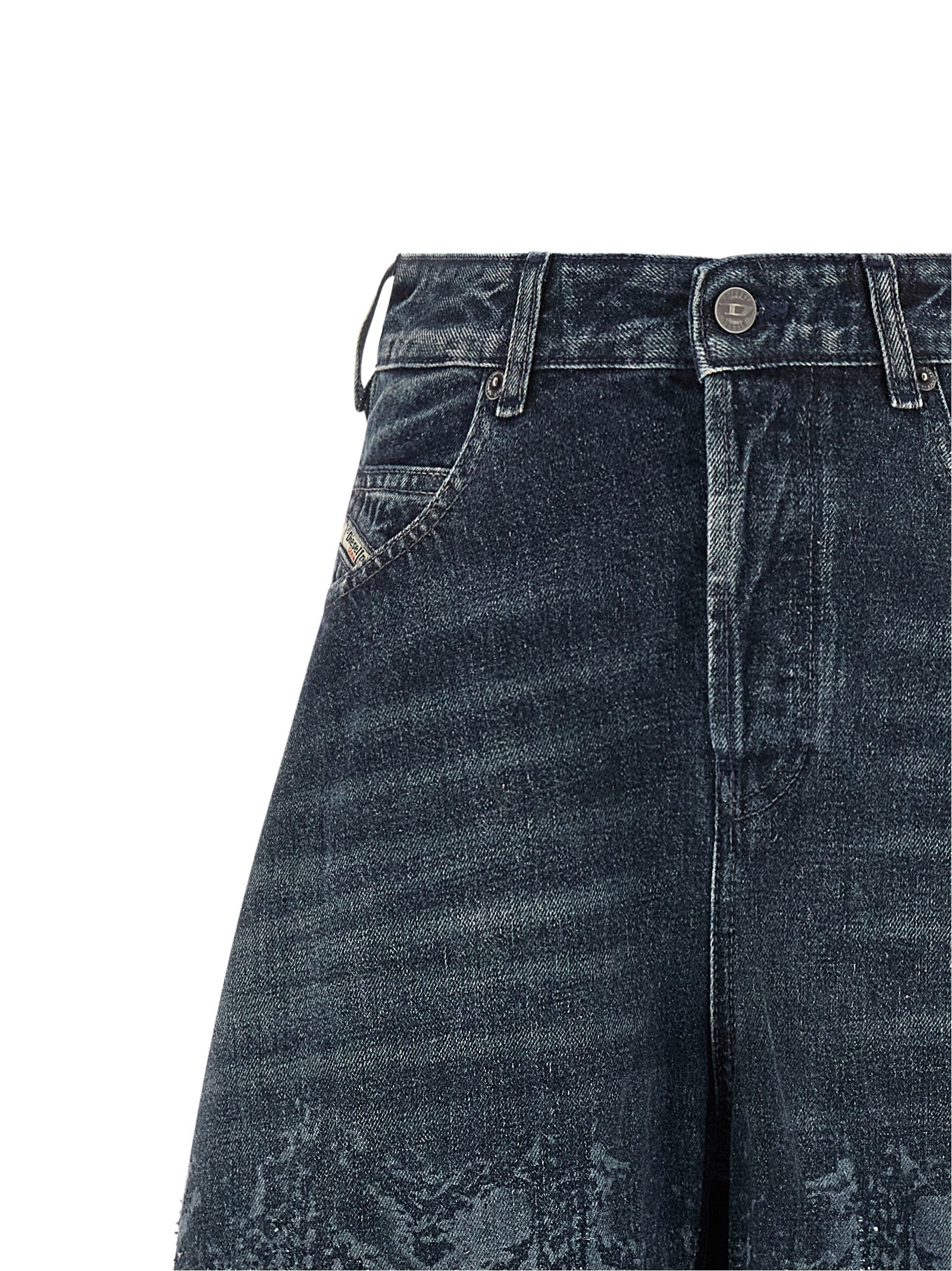 Blue Cotton High-Waisted Jean