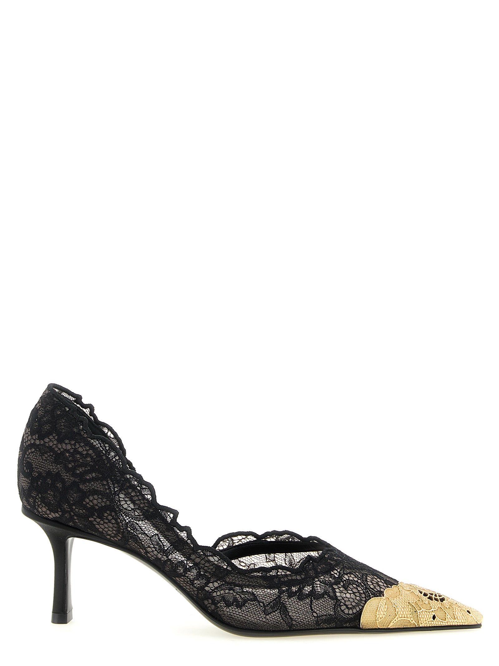 Black Tencel Mid Heel Pumps