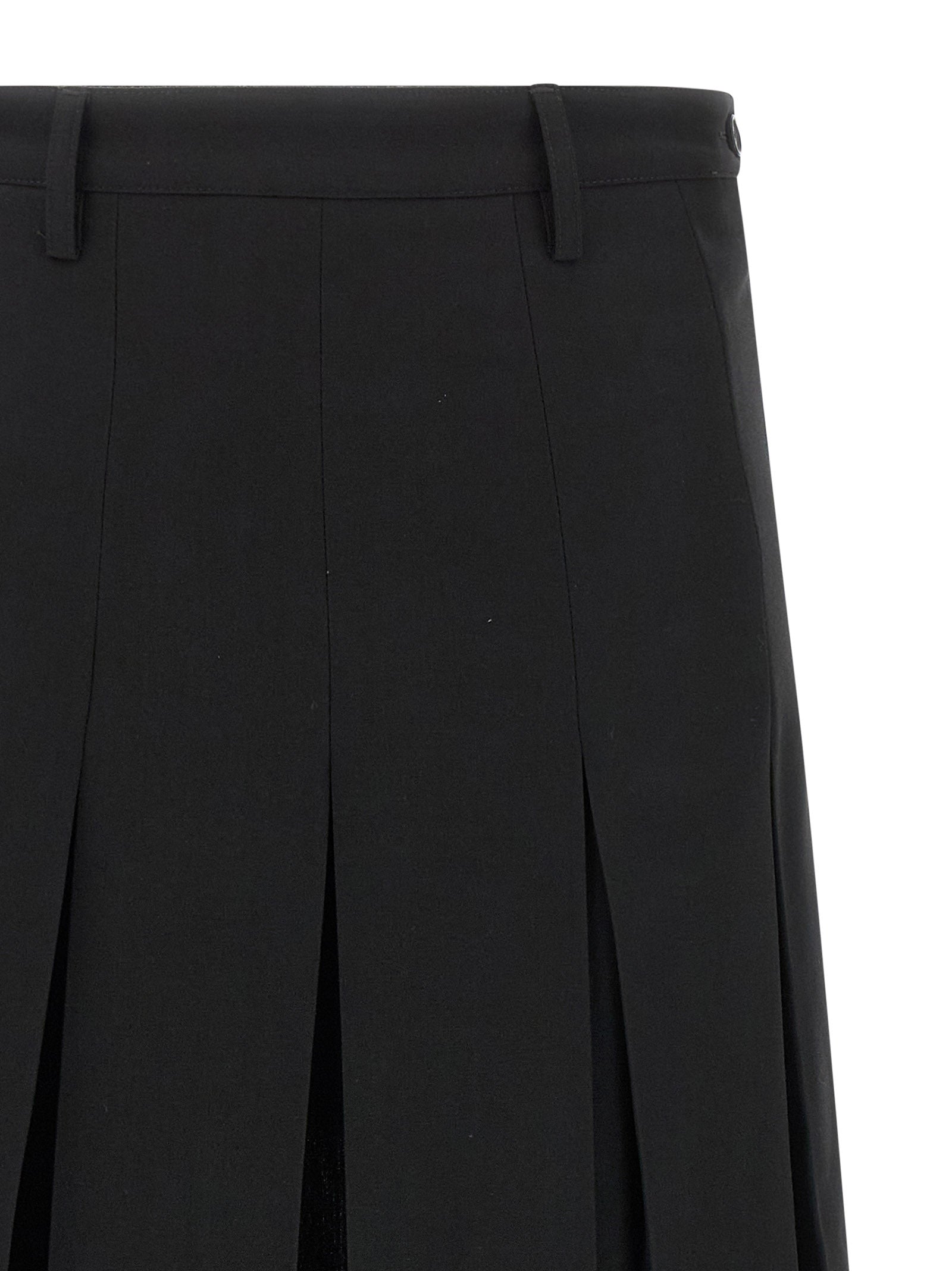 Black Polyester Midi Skirt