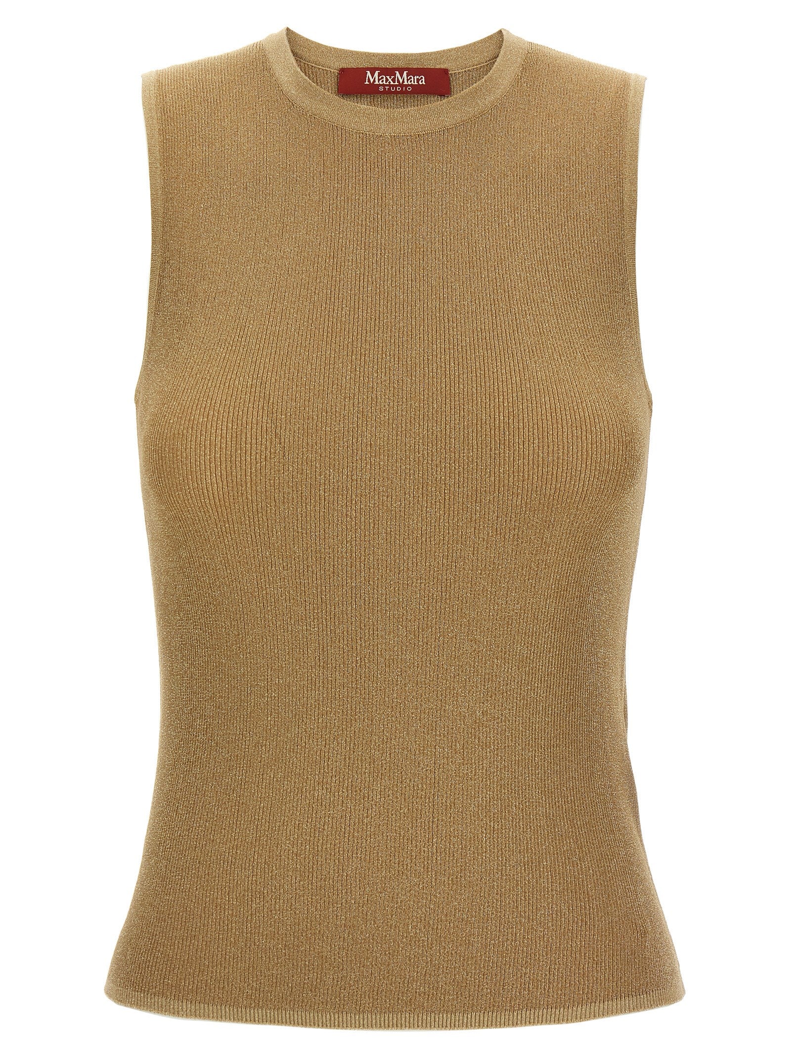 Gold Polyamide Sleeveles T-Shirt
