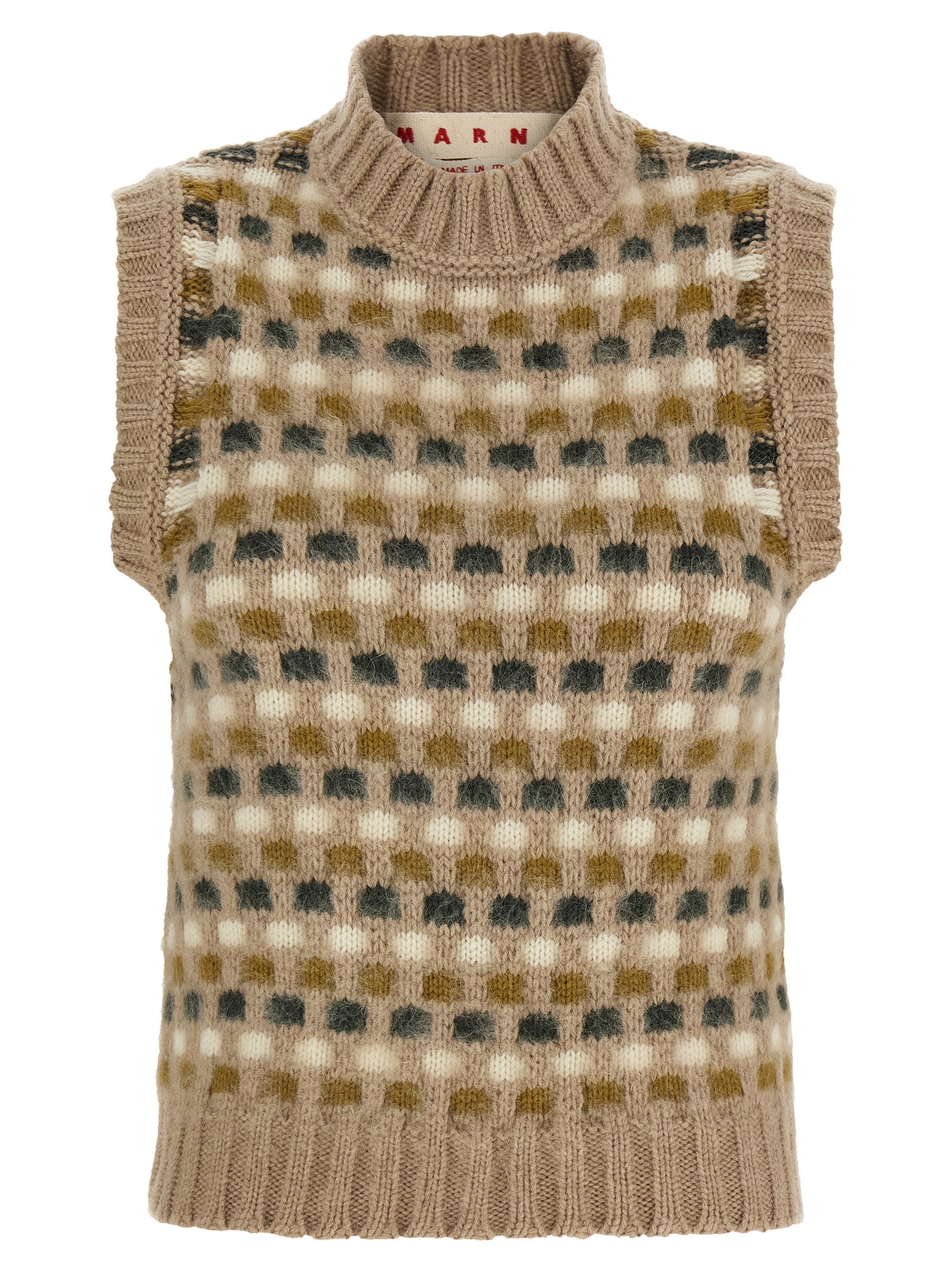 Beige Wool Sleeveless Jacket