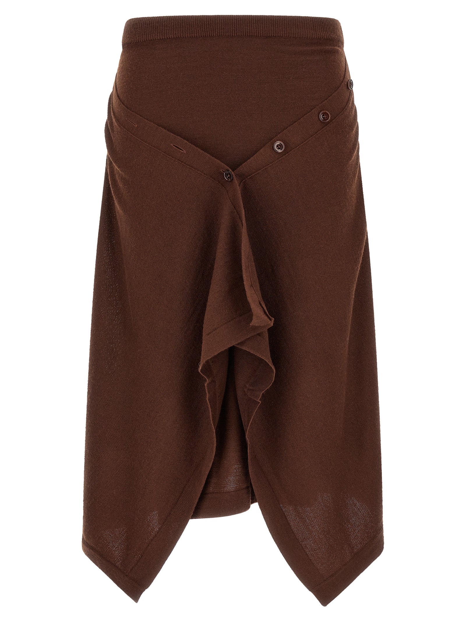 Brown Wool Midi Skirt
