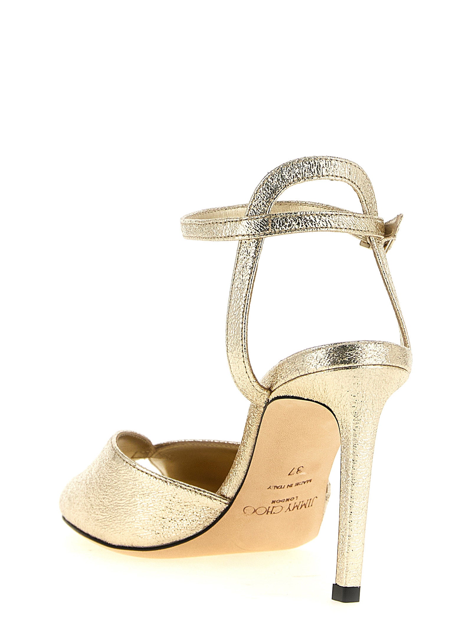 Gold Goatskin Stiletto Heel Sandals