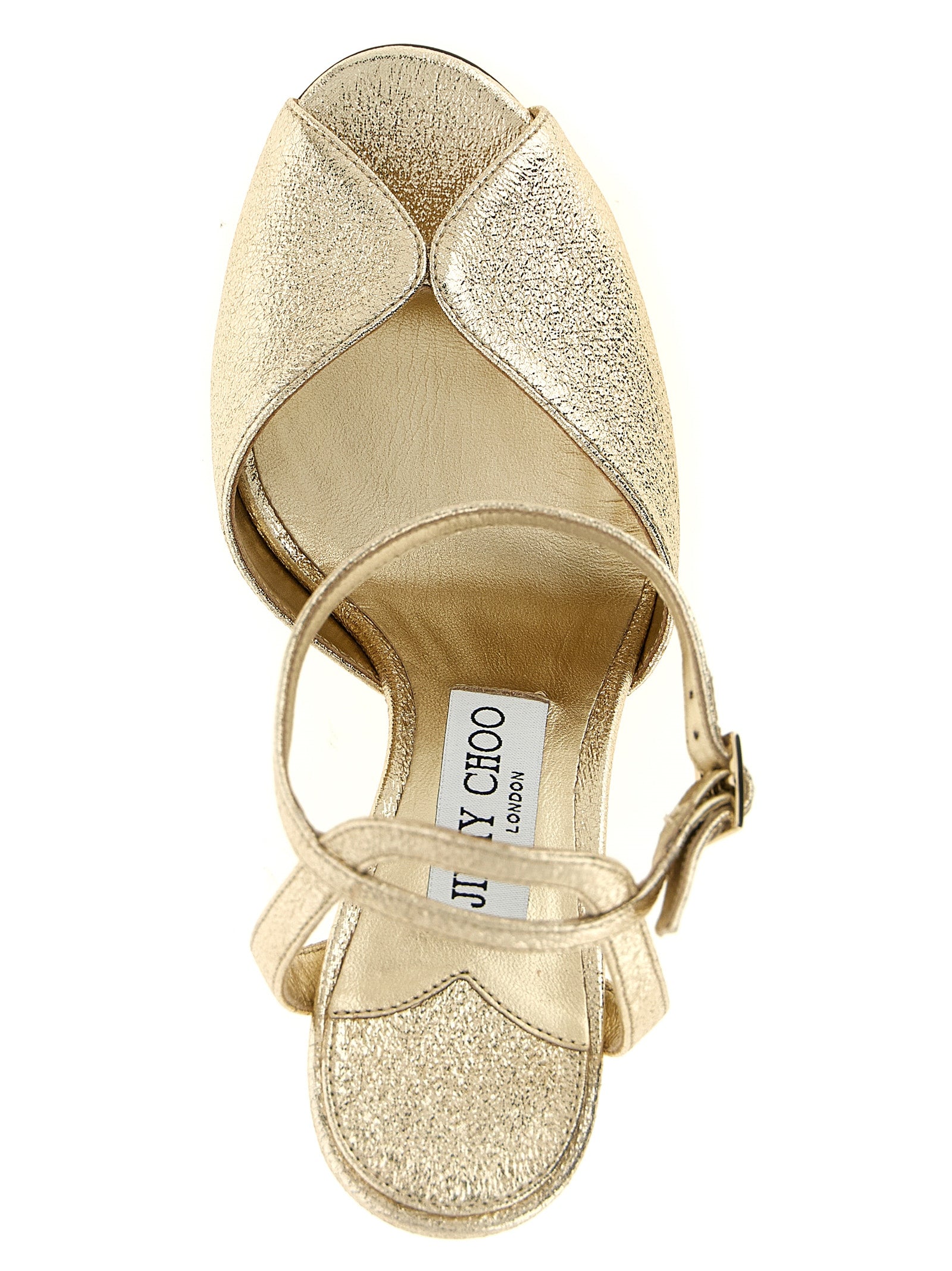 Gold Goatskin Stiletto Heel Sandals