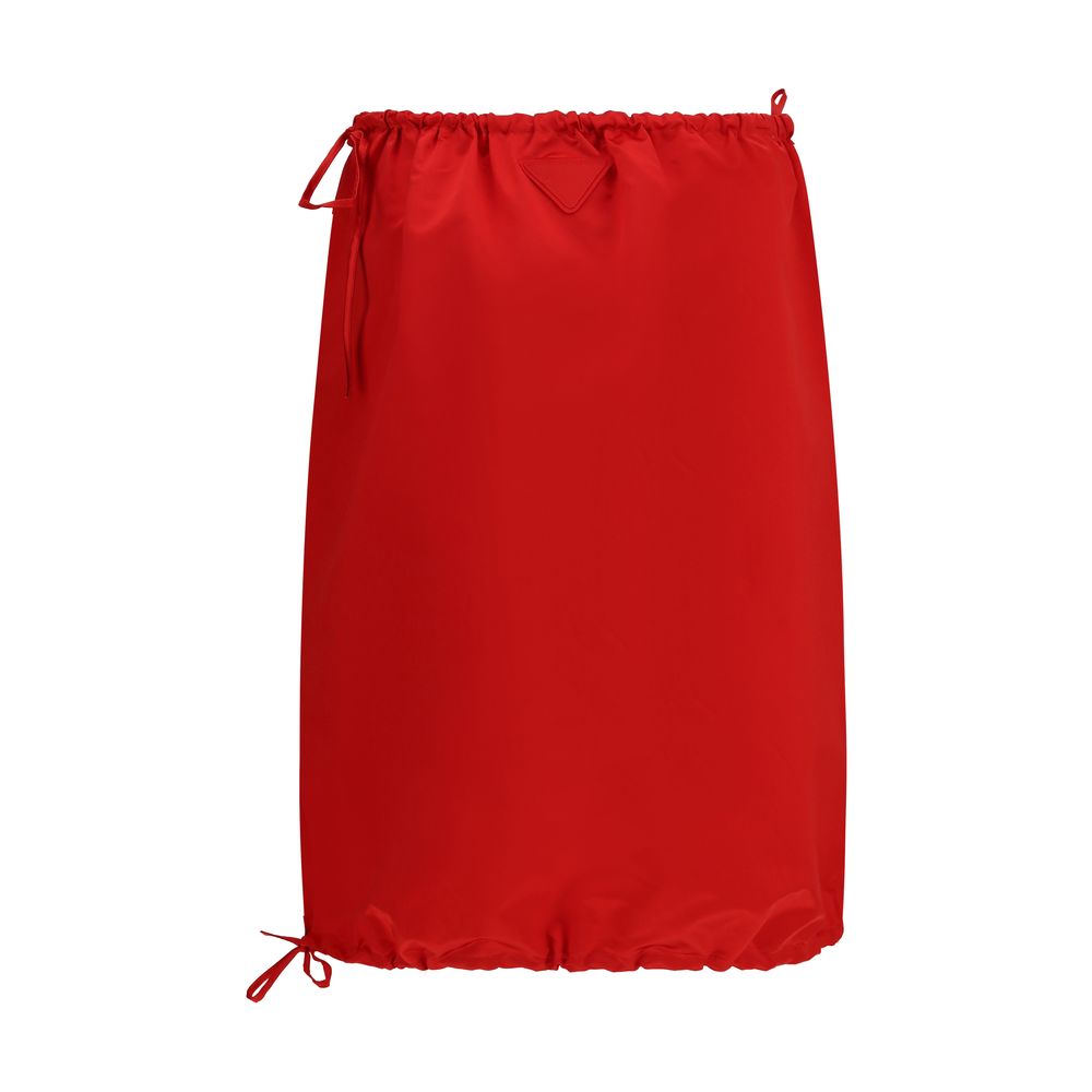 Red Silk Midi Skirt