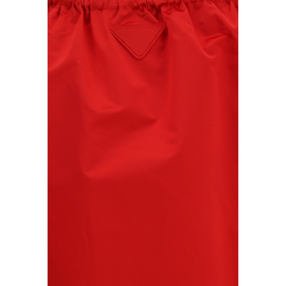Red Silk Midi Skirt