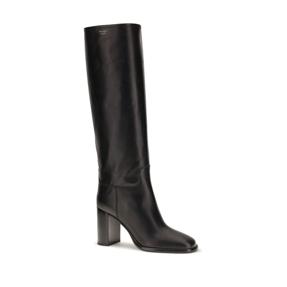 Black Calf Leather Bos Taurus High Heel Boots