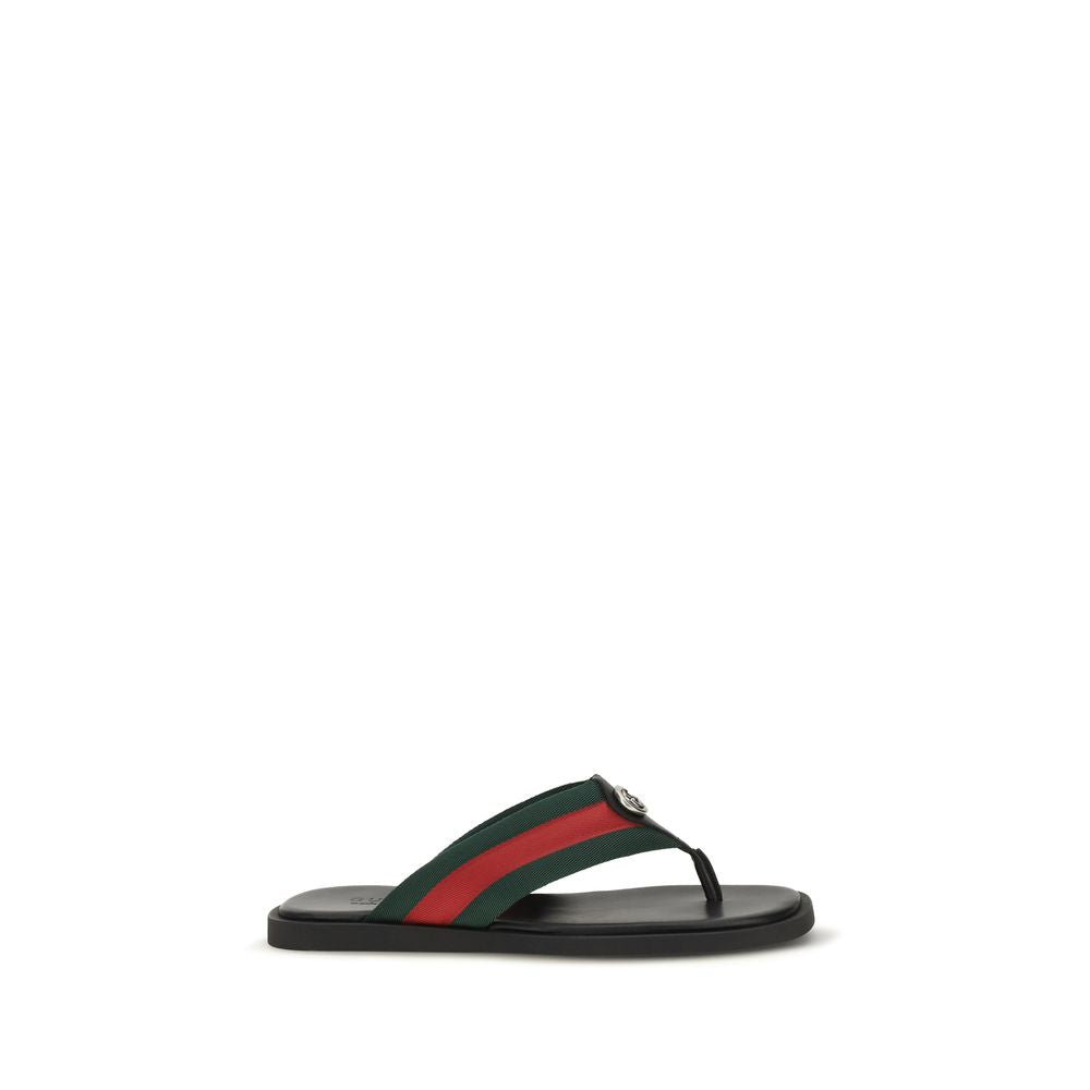 Black Nylon Flip-Flop Sandals