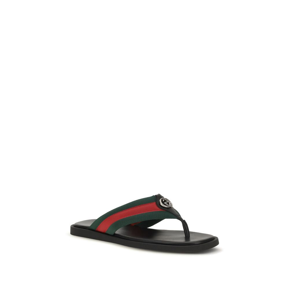Black Nylon Flip-Flop Sandals