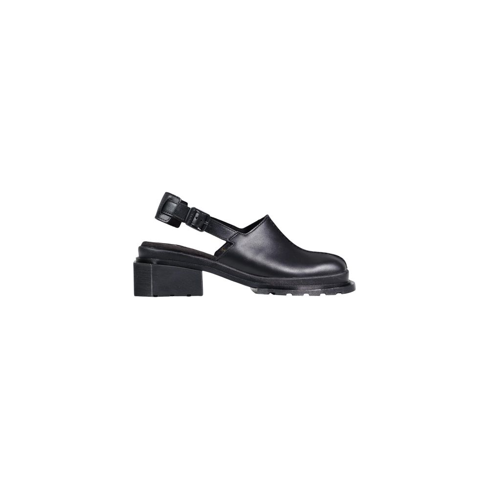 Black Leather Mules