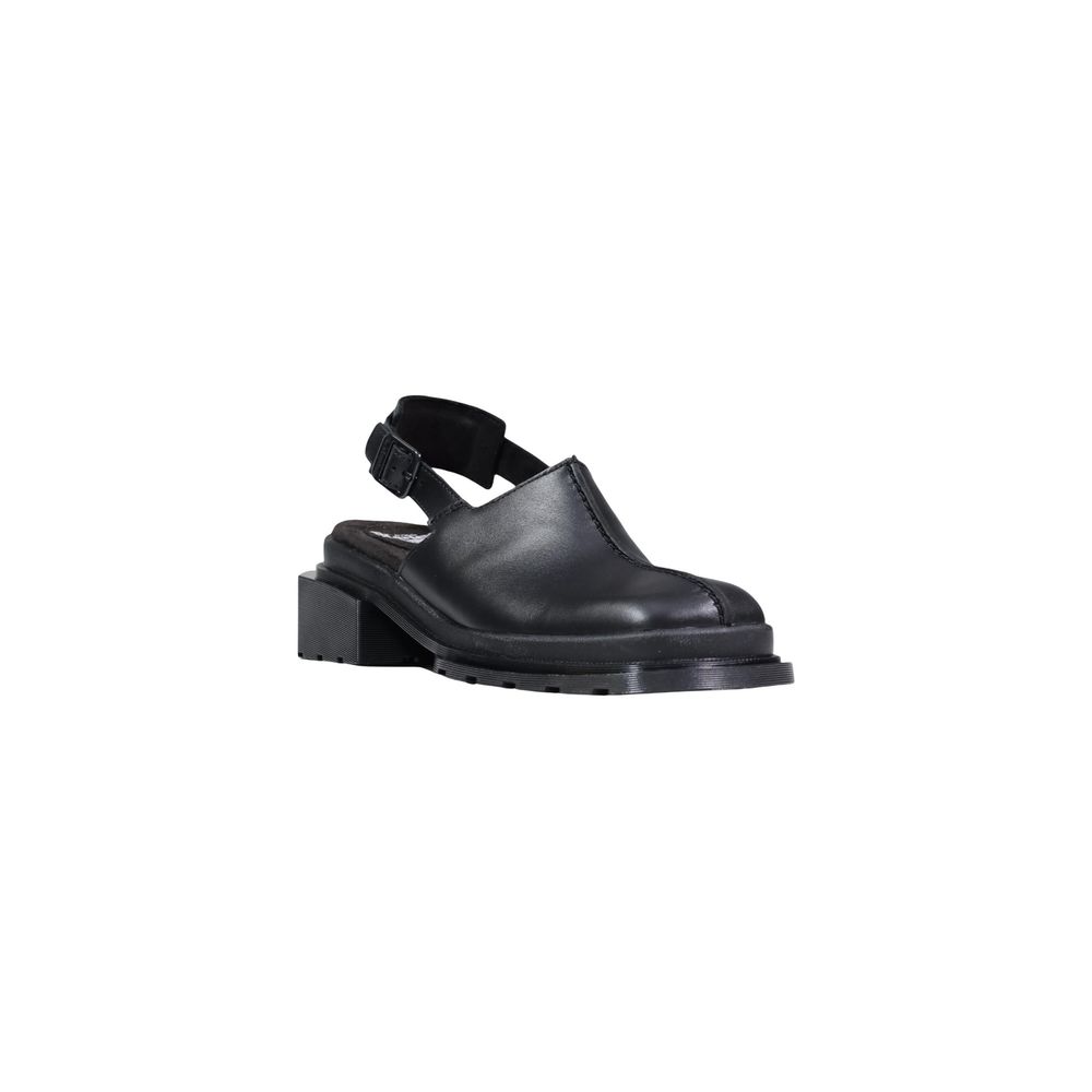 Black Leather Mules