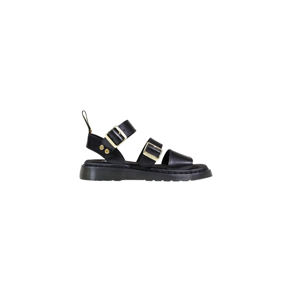 Black Leather Flat Sandals