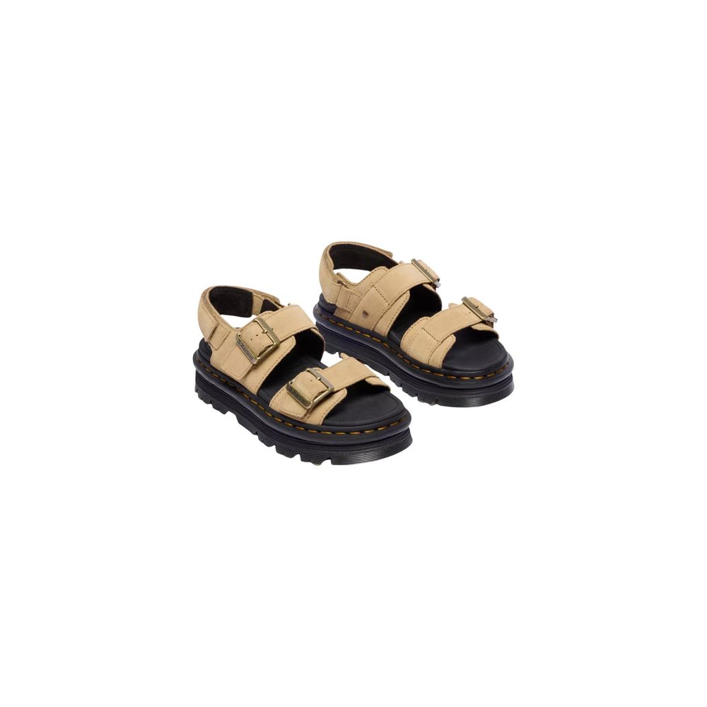 Beige Leather Platform Sandals