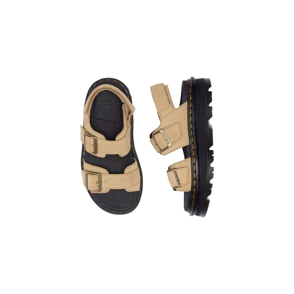 Beige Leather Platform Sandals