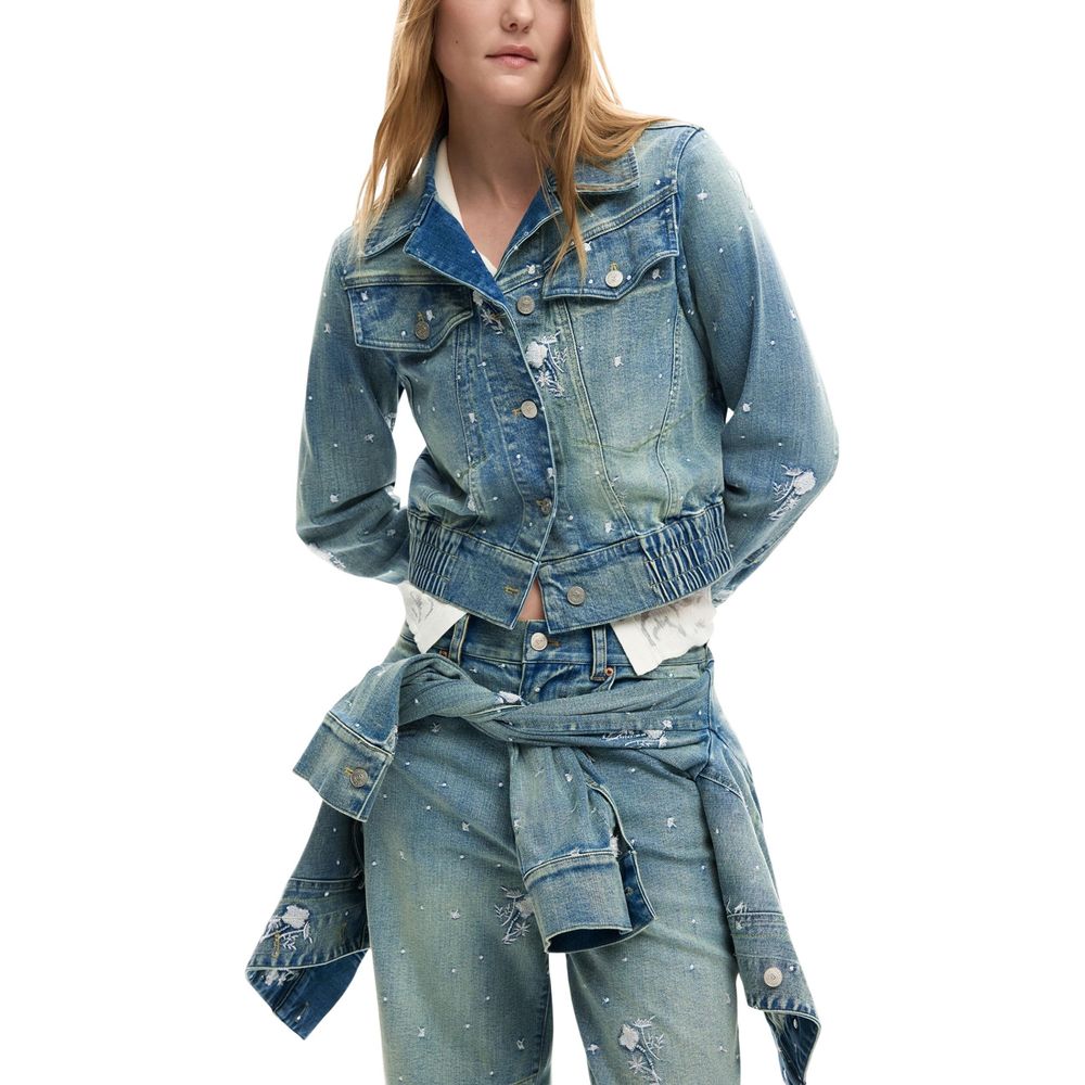 Blue Elastane Denim Jacket
