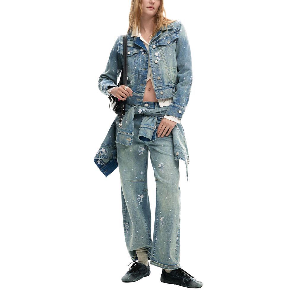 Blue Elastane Denim Jacket