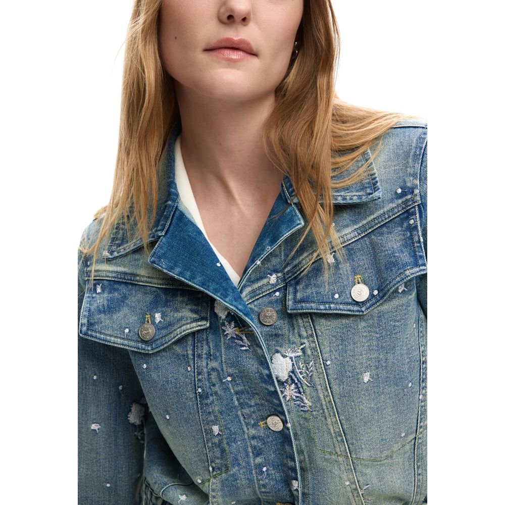Blue Elastane Denim Jacket