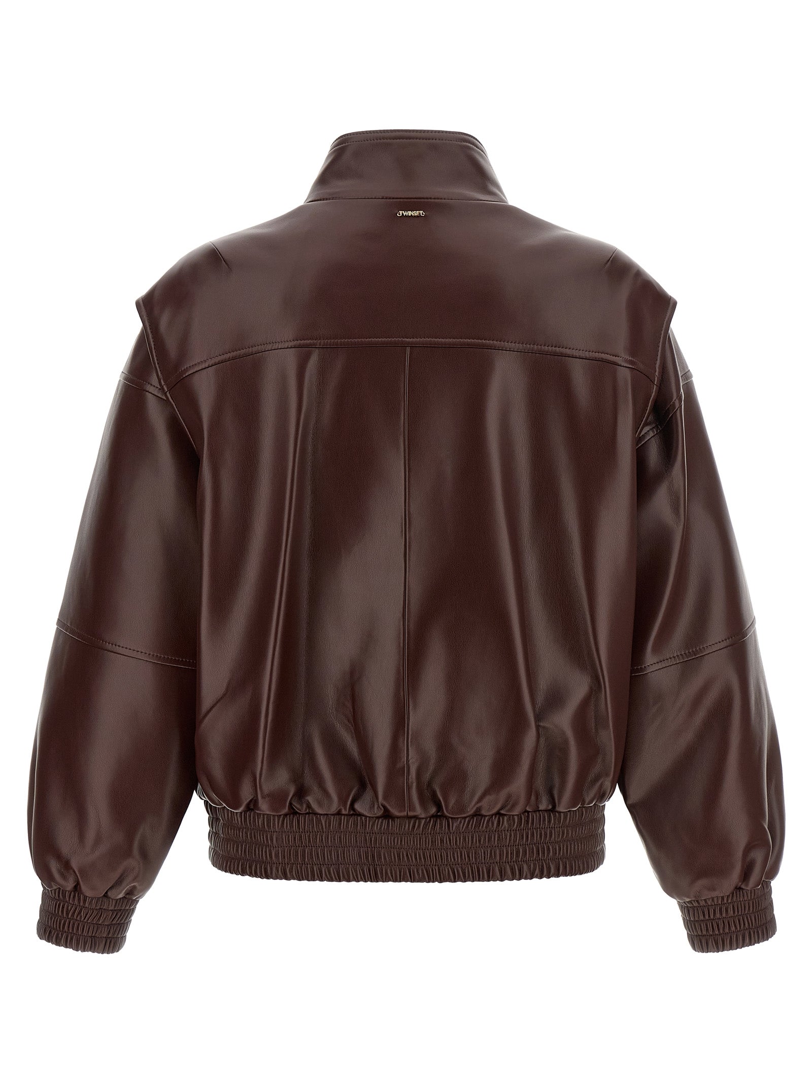 Brown Polyester Leather Jacket