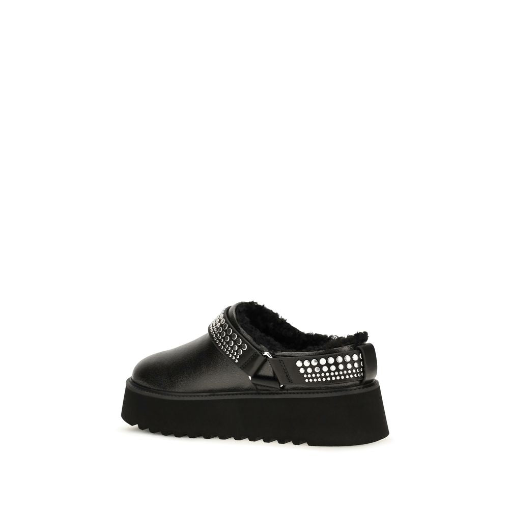 Black Calf Leather Bos Taurus Clogs
