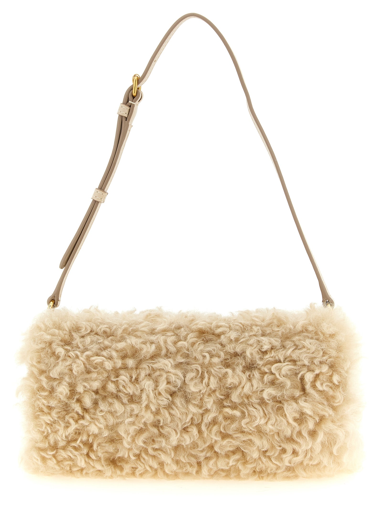 Beige Polyester Clutch Bag