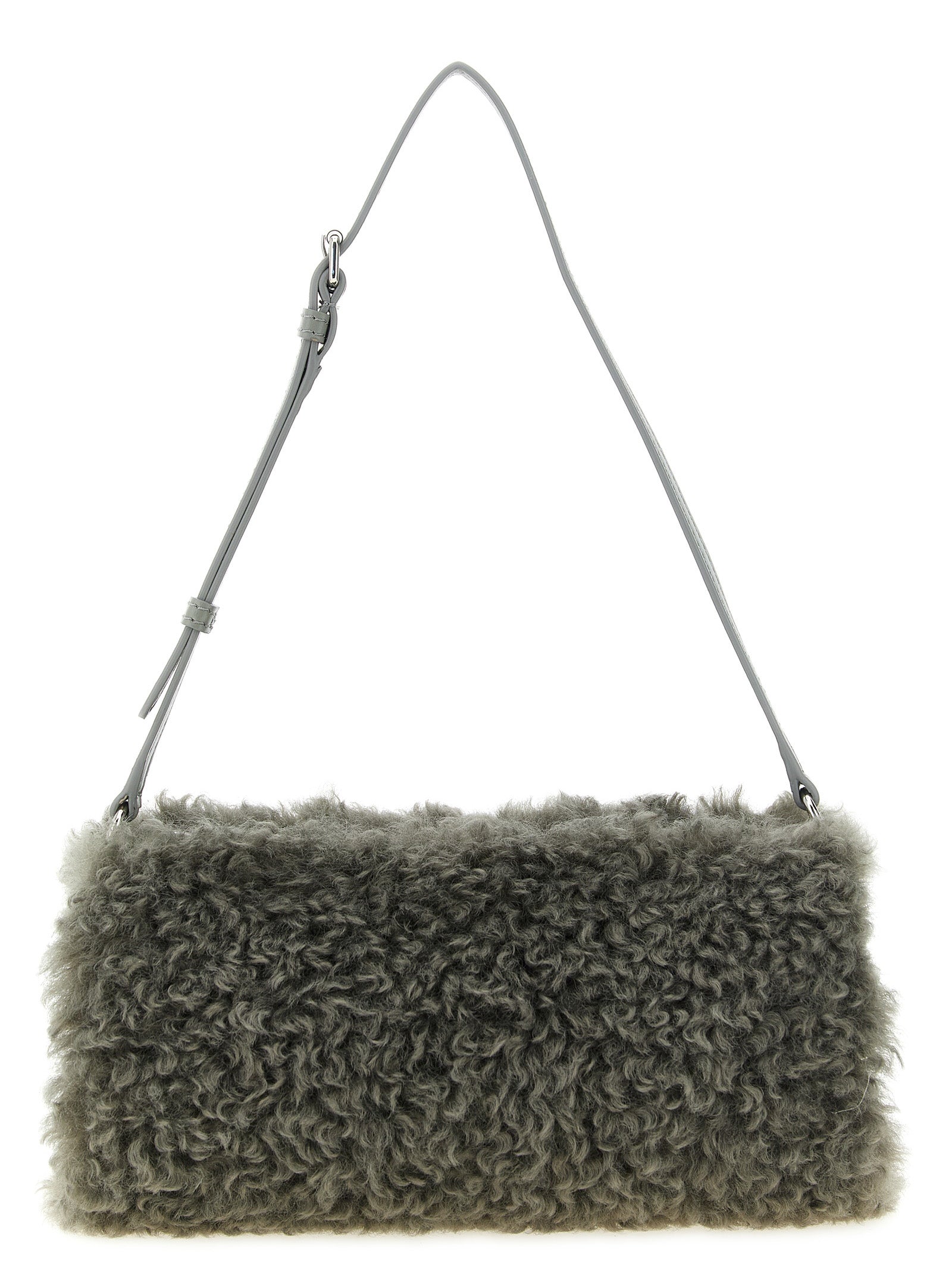 Gray Polyester Clutch Bag