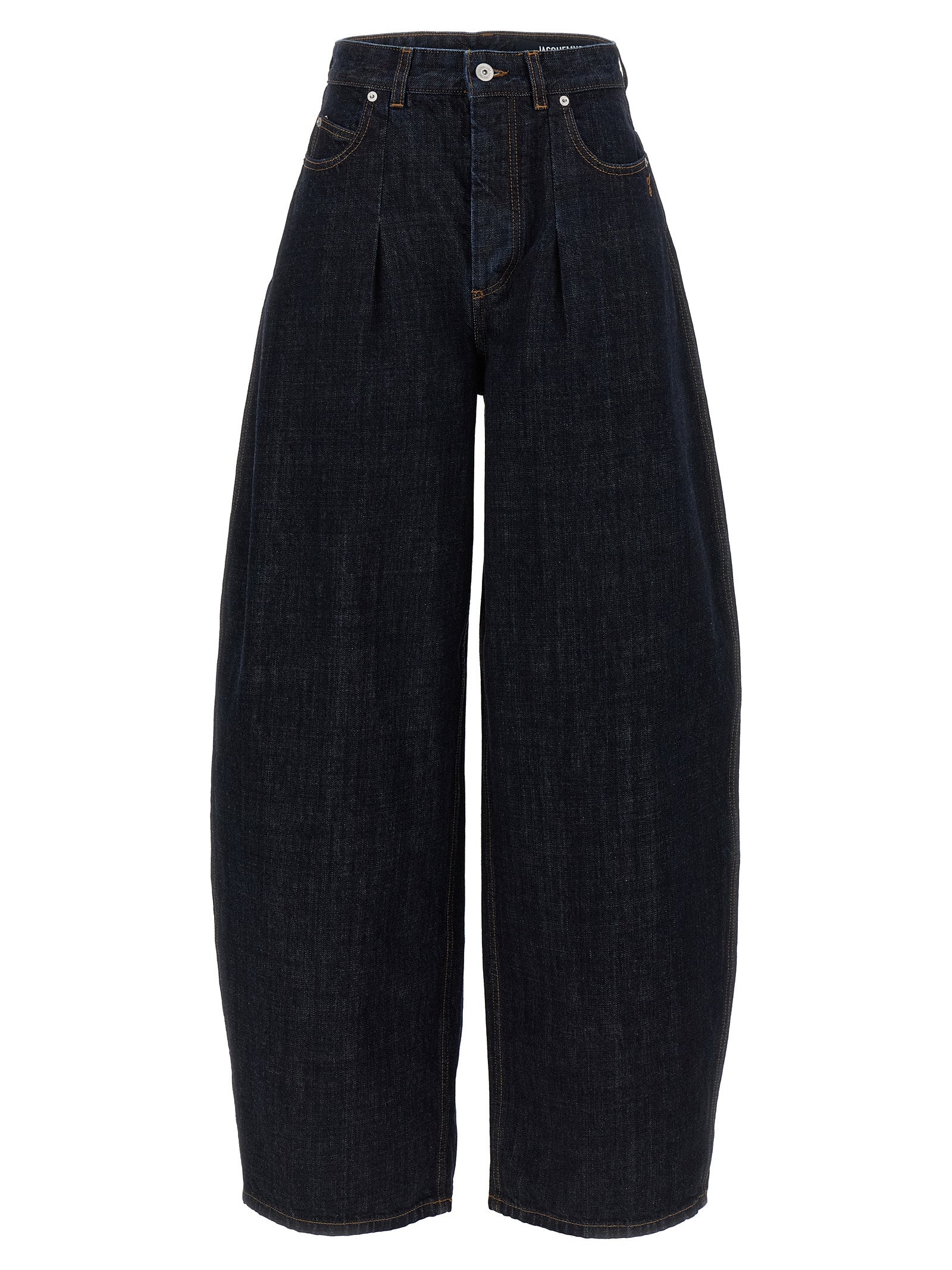 Blue Cotton High-Waisted Jean
