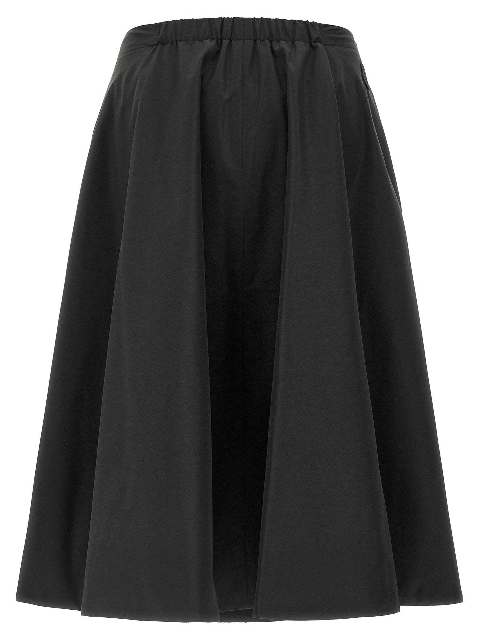 Black Polyester Midi Skirt