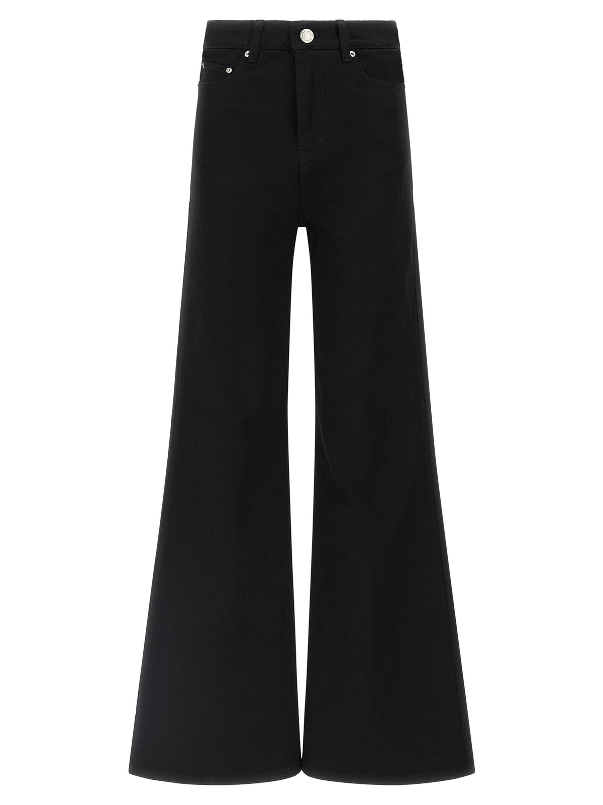Black Cotton Flared Jeans