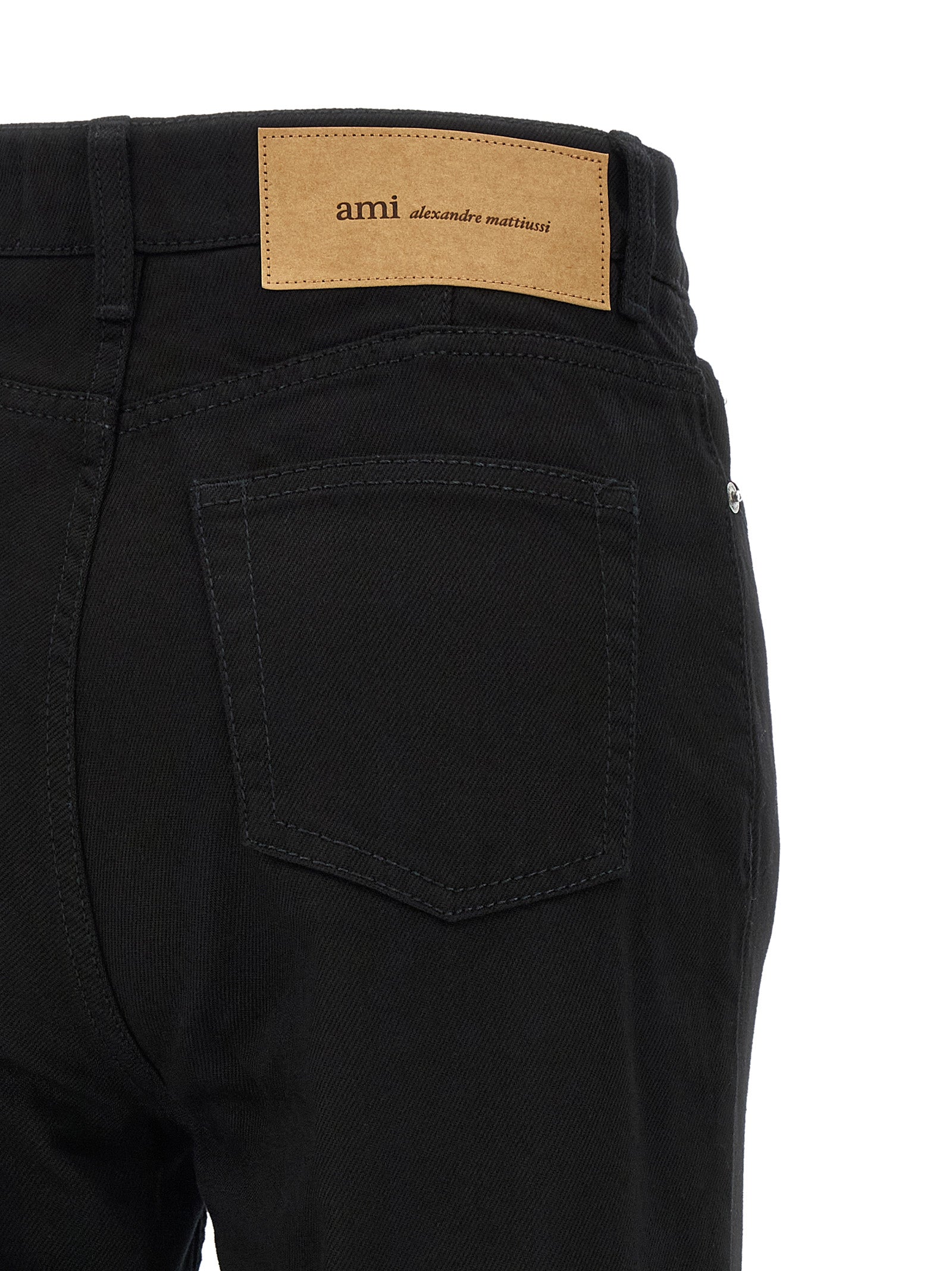 Black Cotton Flared Jeans