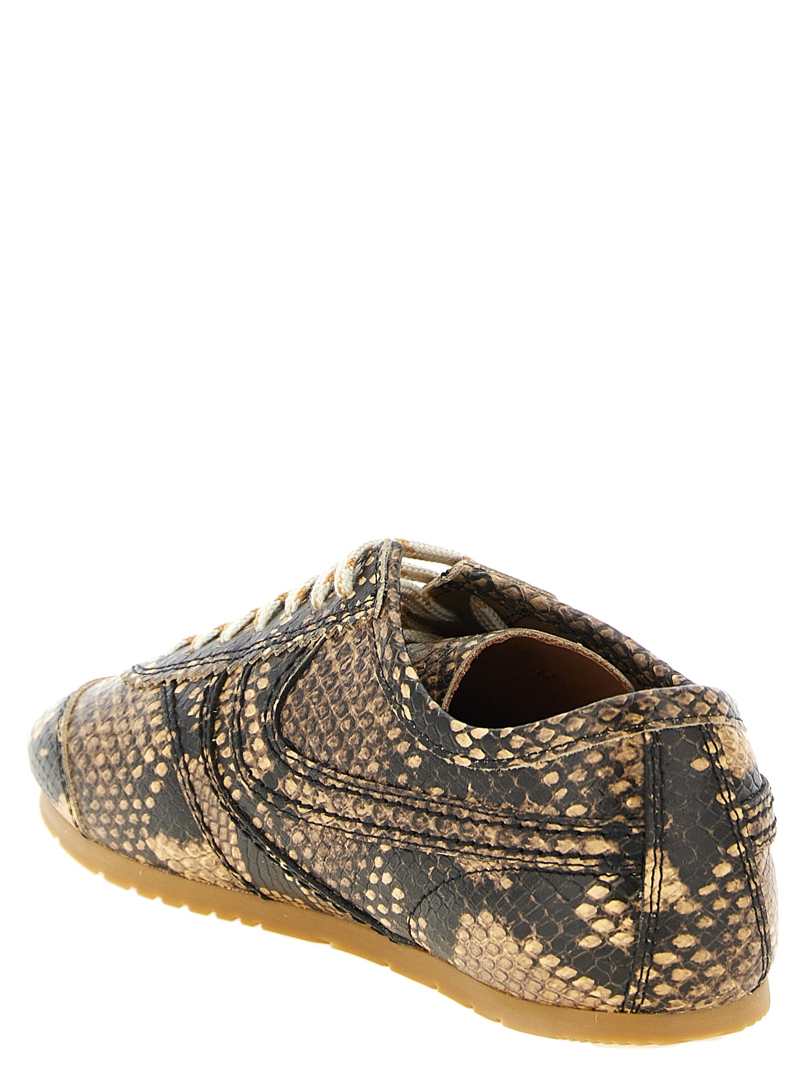 Beige Calfskin Low Top Sneakers