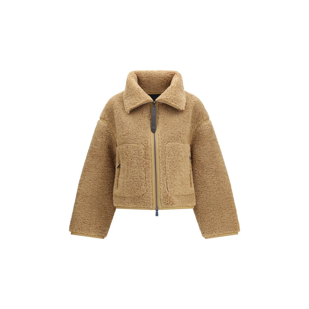 Beige Polyester Full-Length Jacket