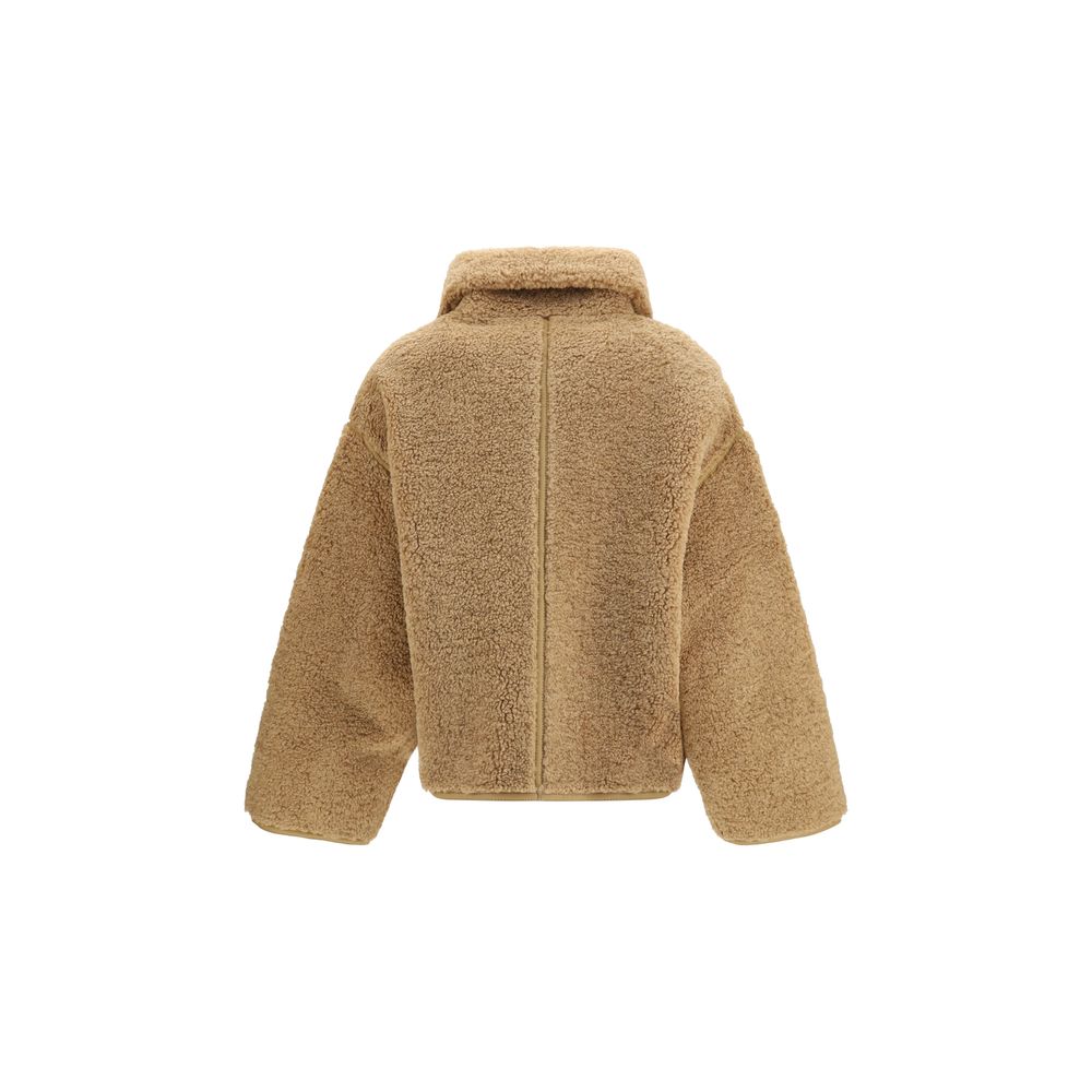 Beige Polyester Full-Length Jacket