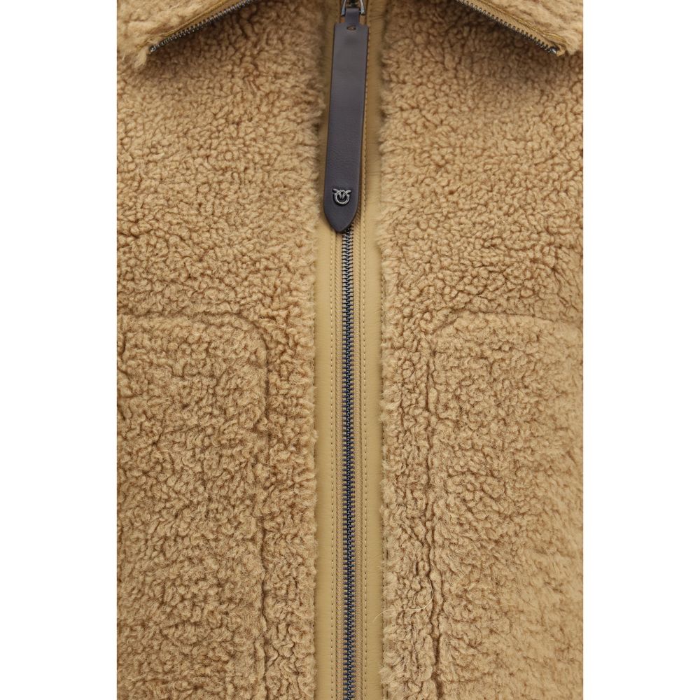 Beige Polyester Full-Length Jacket