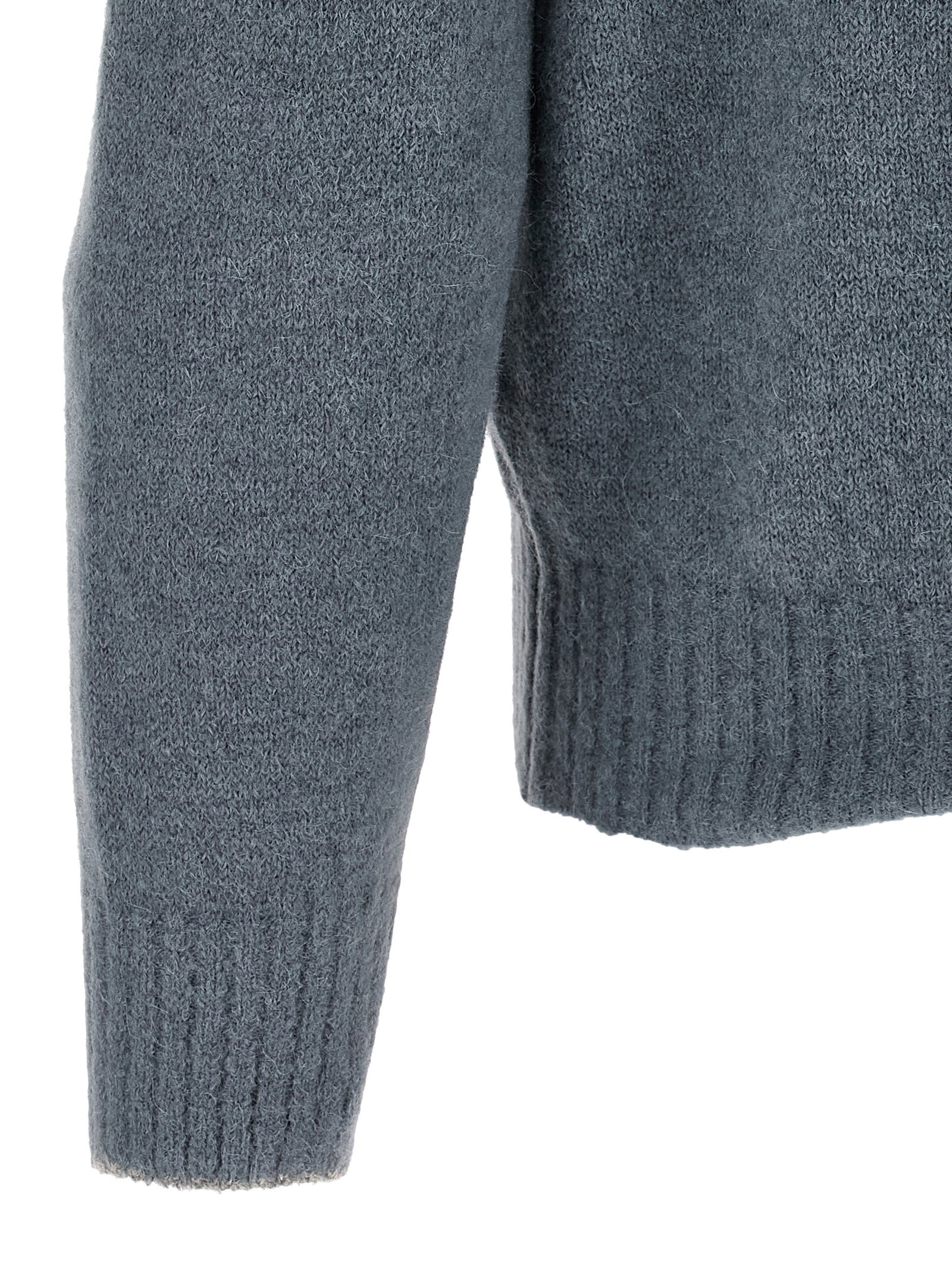 Blue Alpaca Leather Cardigan