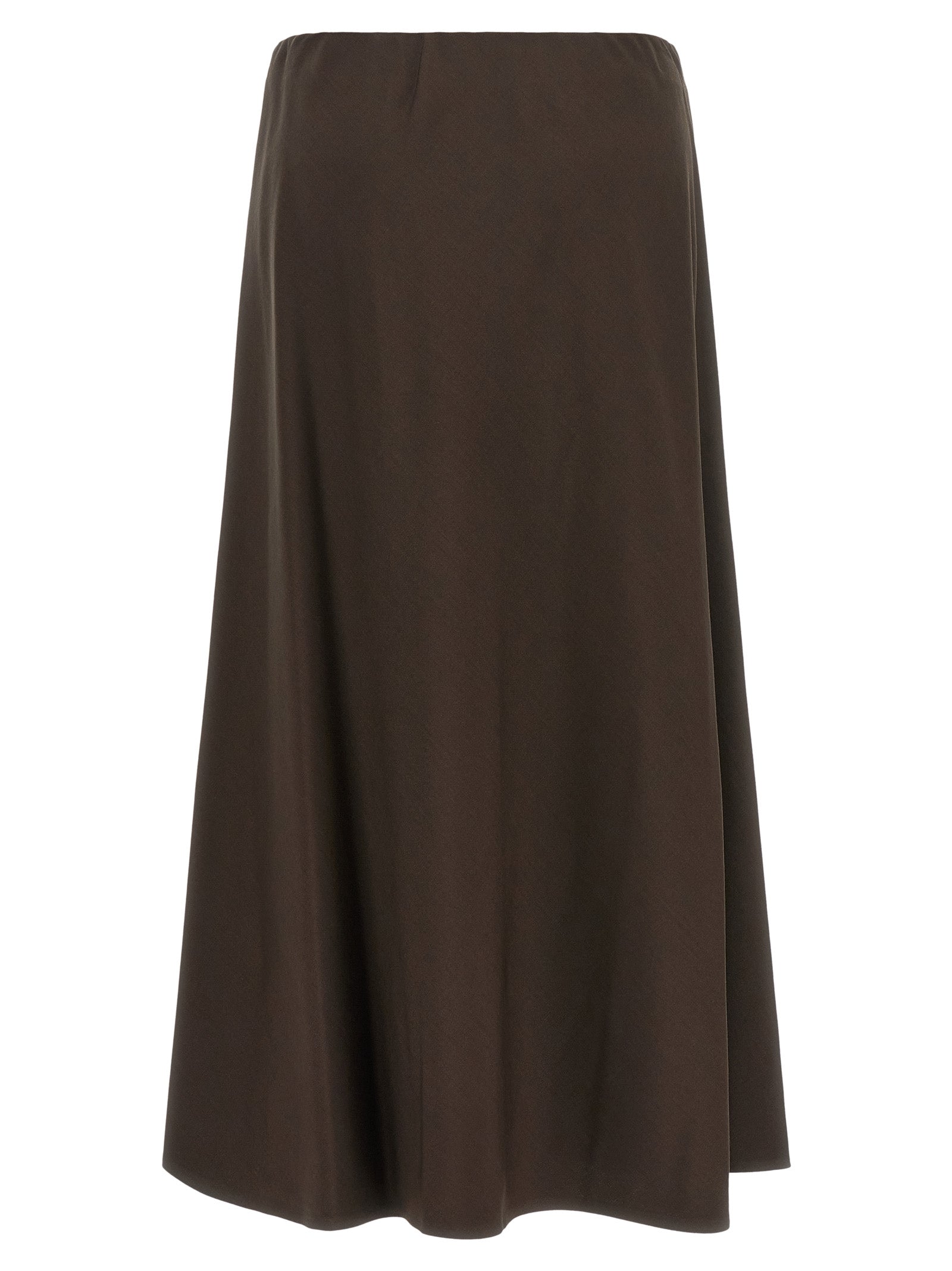 Brown Virgin Wool Midi Skirt
