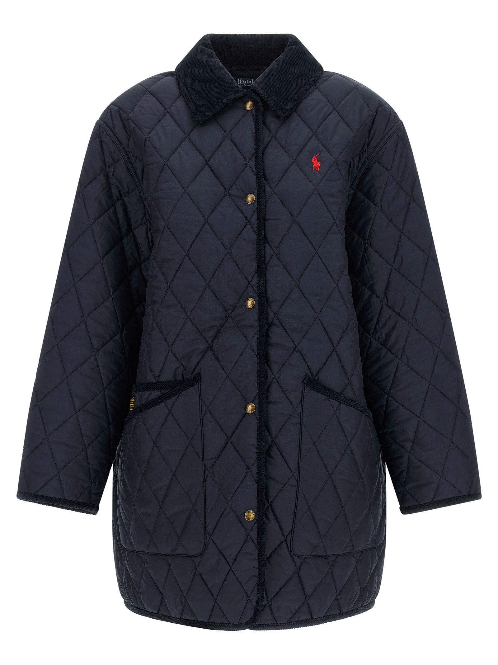 Blue Polyester Full-Length Jacket