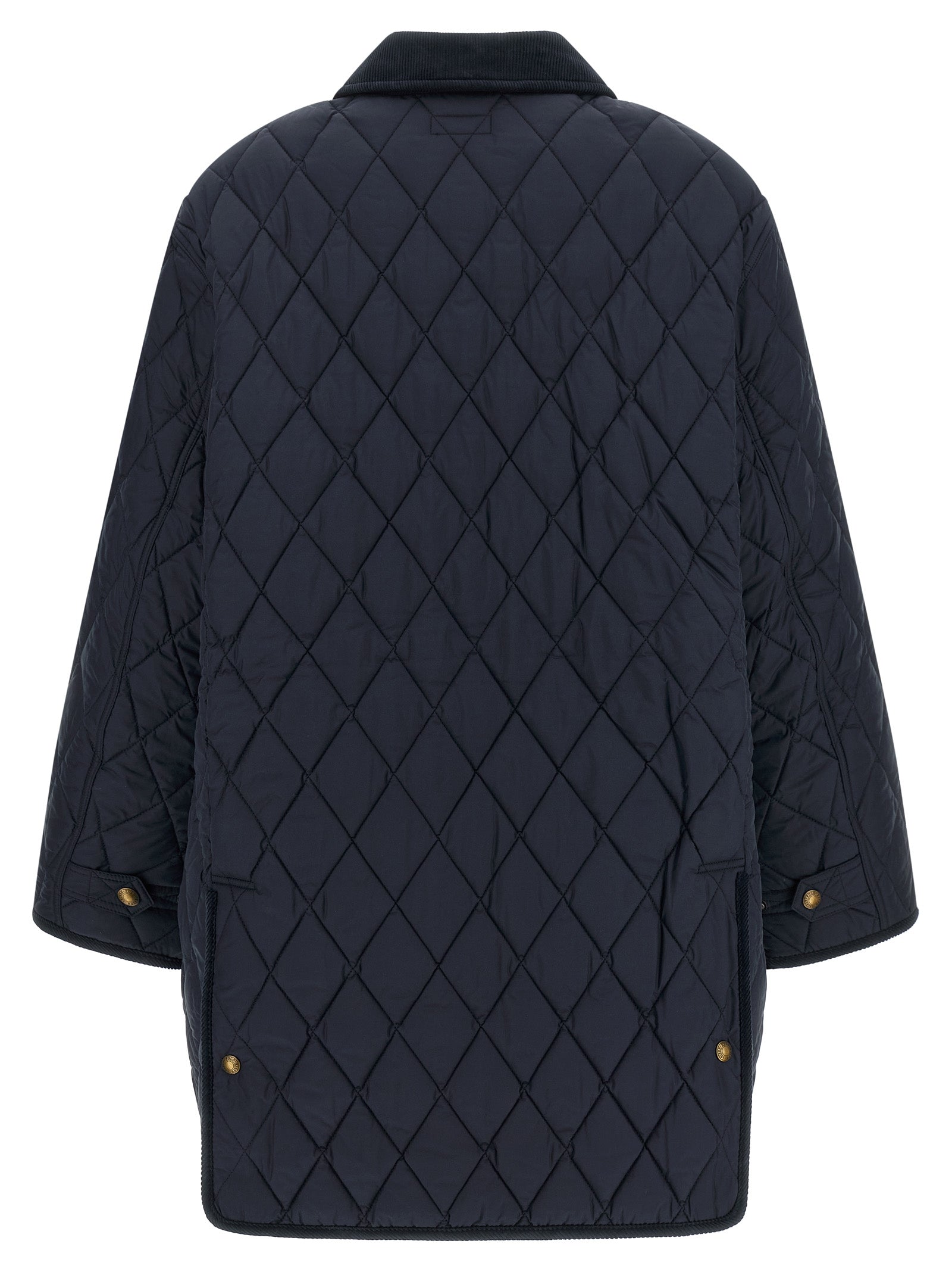 Blue Polyester Full-Length Jacket