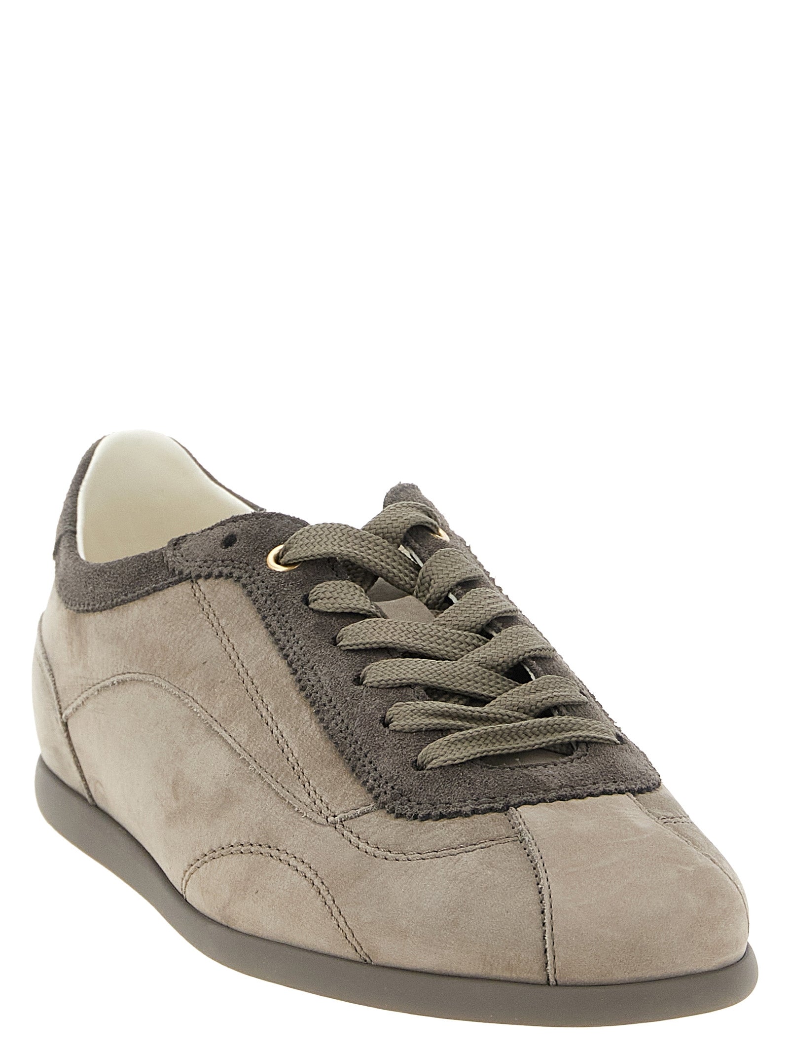 Gray Calfskin Low Top Sneakers