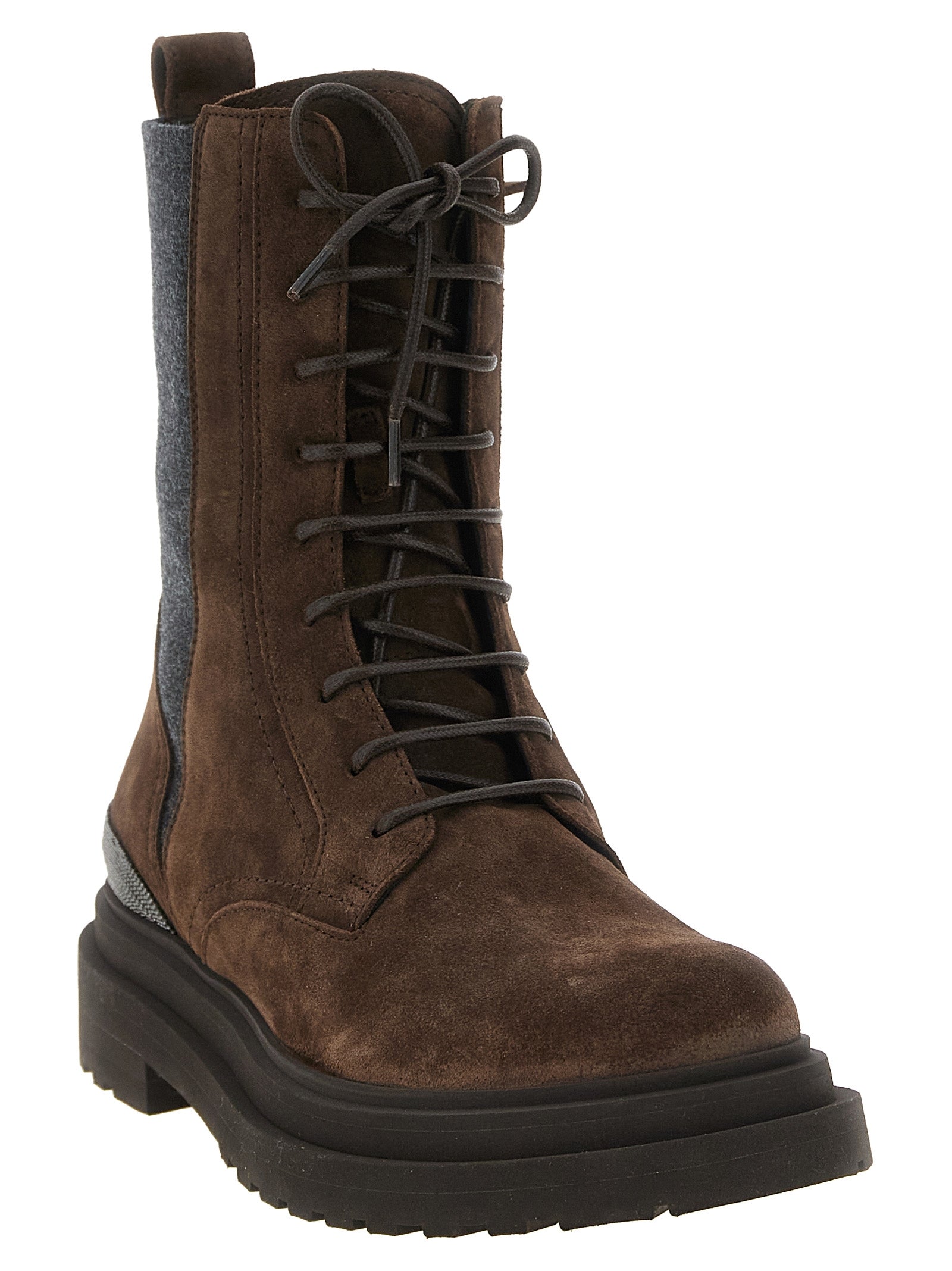 Brown Calfskin Lace-Up Boots