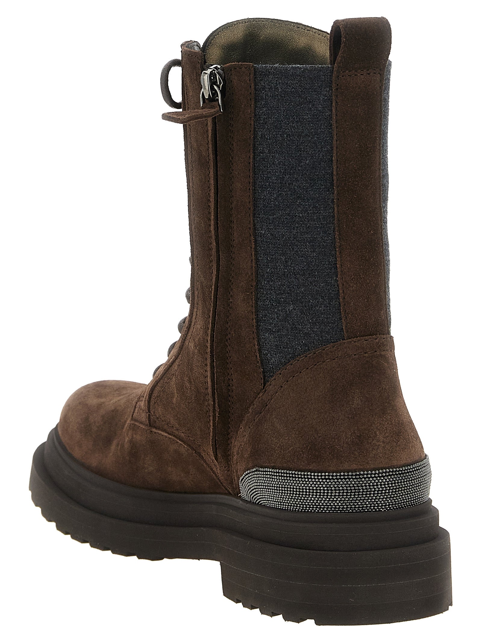 Brown Calfskin Lace-Up Boots