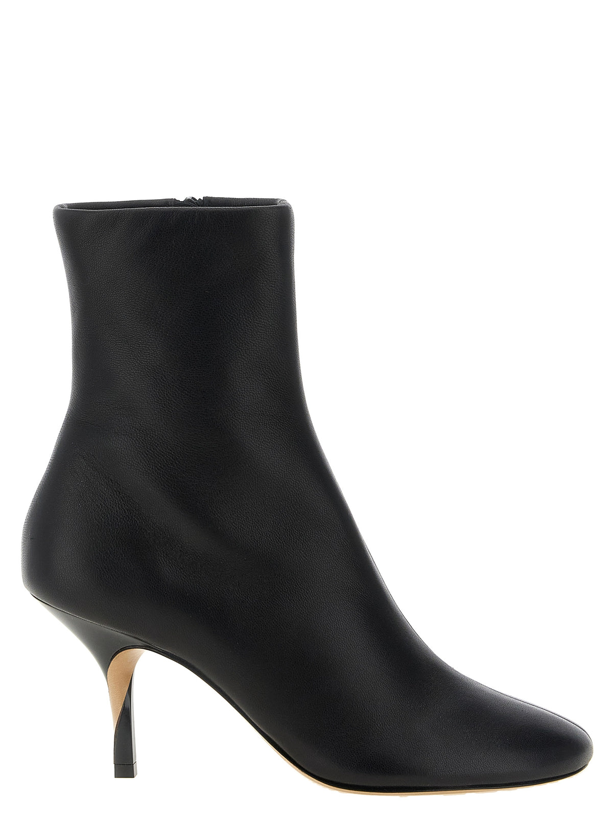 Black Lamb Leather Ankle Boots