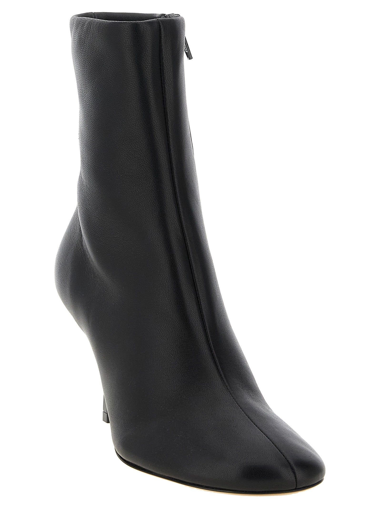 Black Lamb Leather Ankle Boots