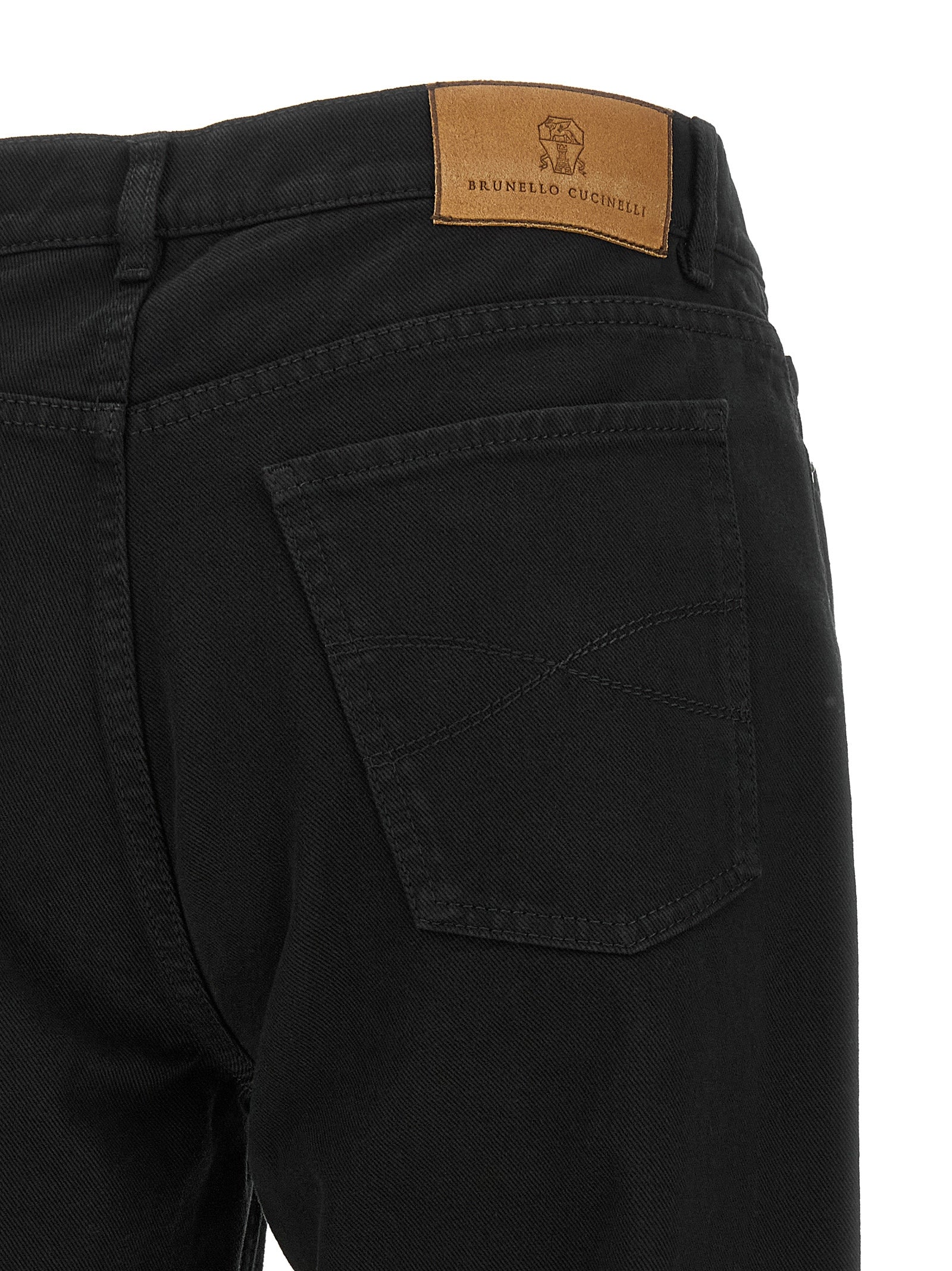 Black Cotton Straight-Leg Jeans